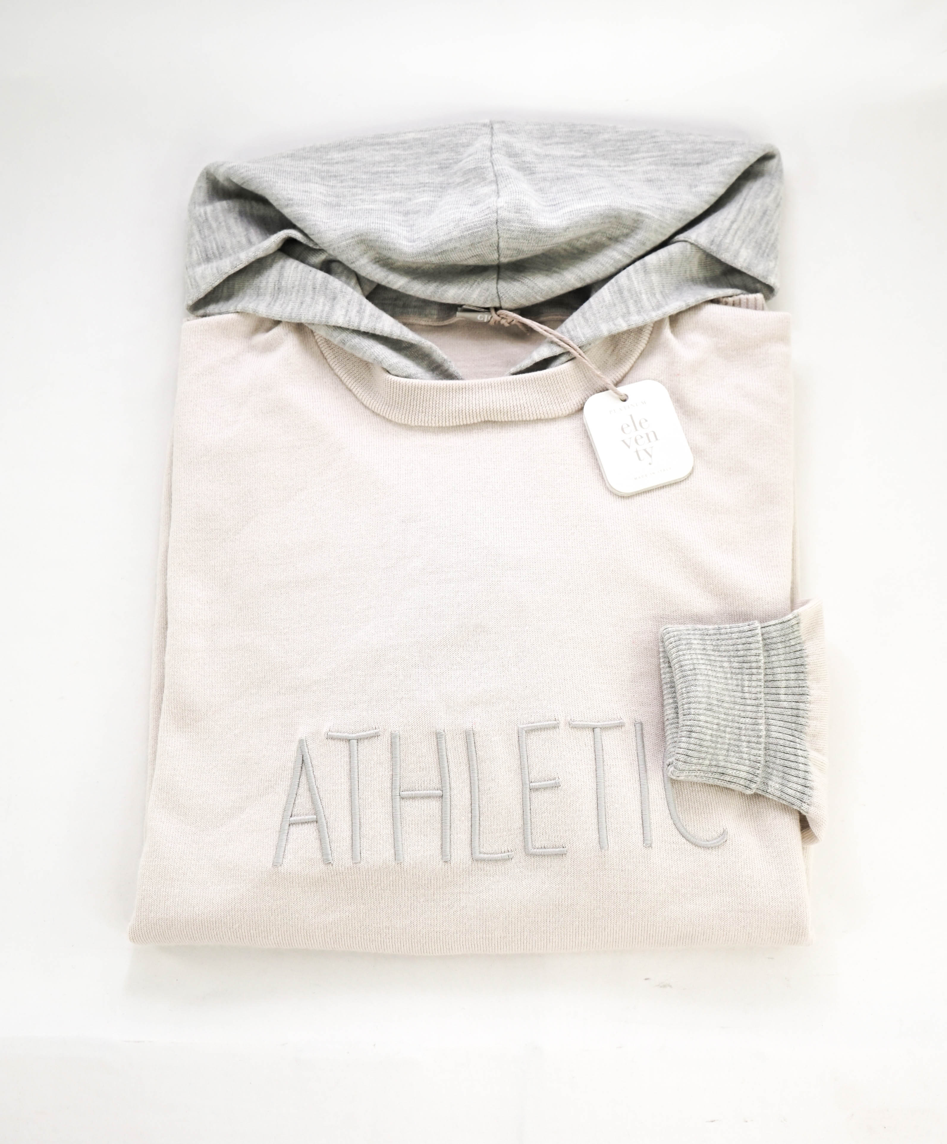 $1,495 ELEVENTY - "ATHLEISURE" Neutral/Gray Hoodie Sweater - M