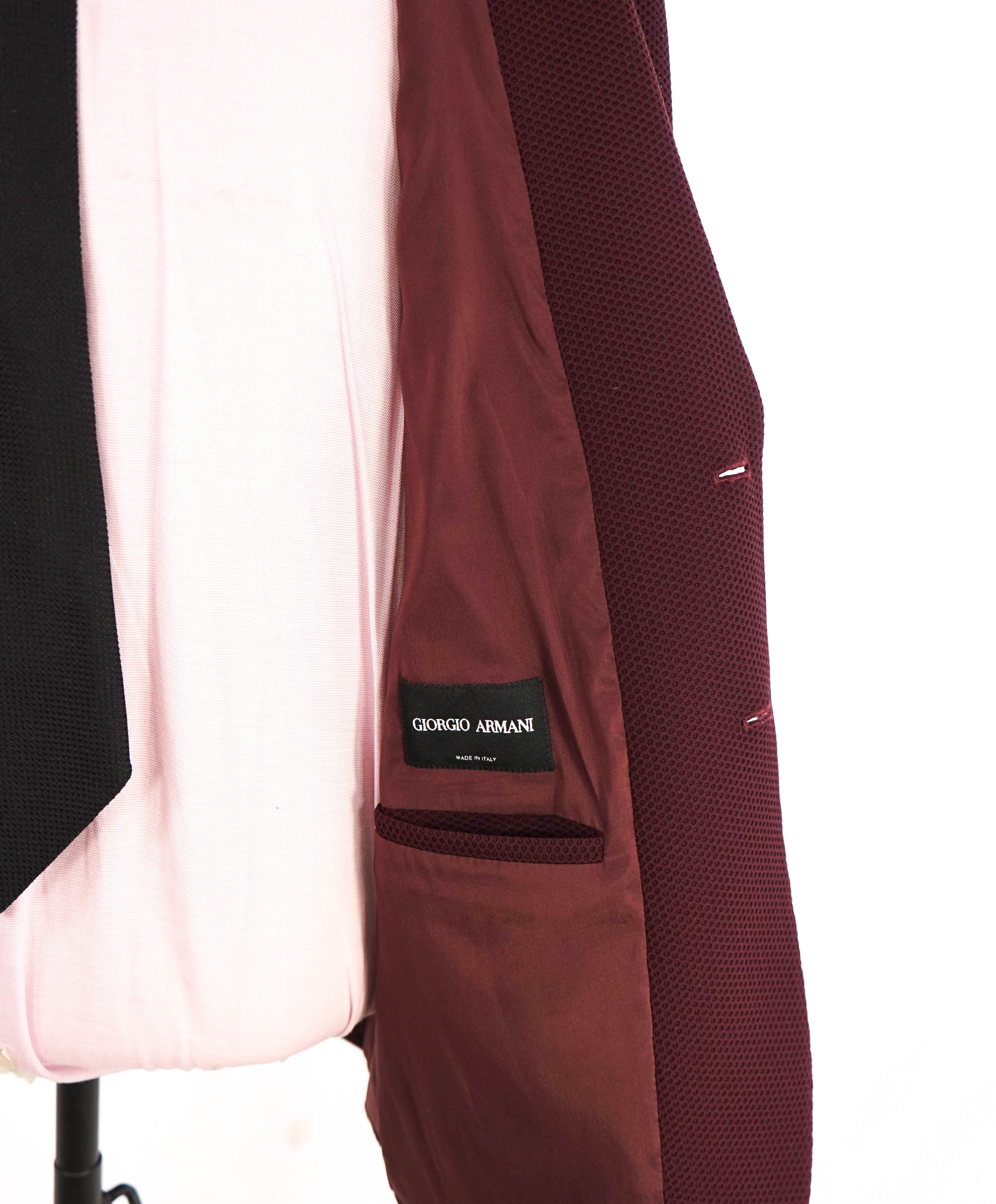 $2,995 GIORGIO ARMANI - Burgundy/Wine Net Jersey Style Breathable Stretch Blazer- 40R