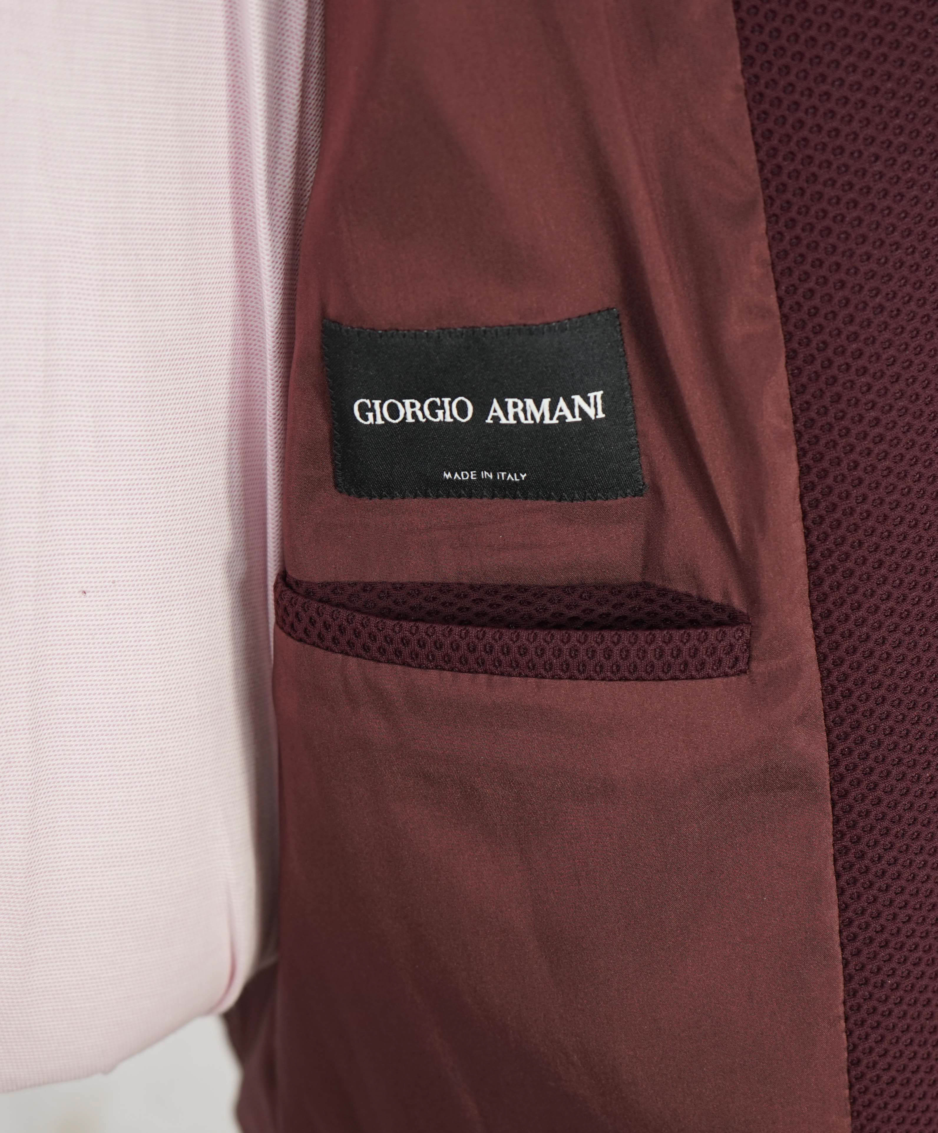 $2,995 GIORGIO ARMANI - Burgundy/Wine Net Jersey Style Breathable Stretch Blazer- 40R