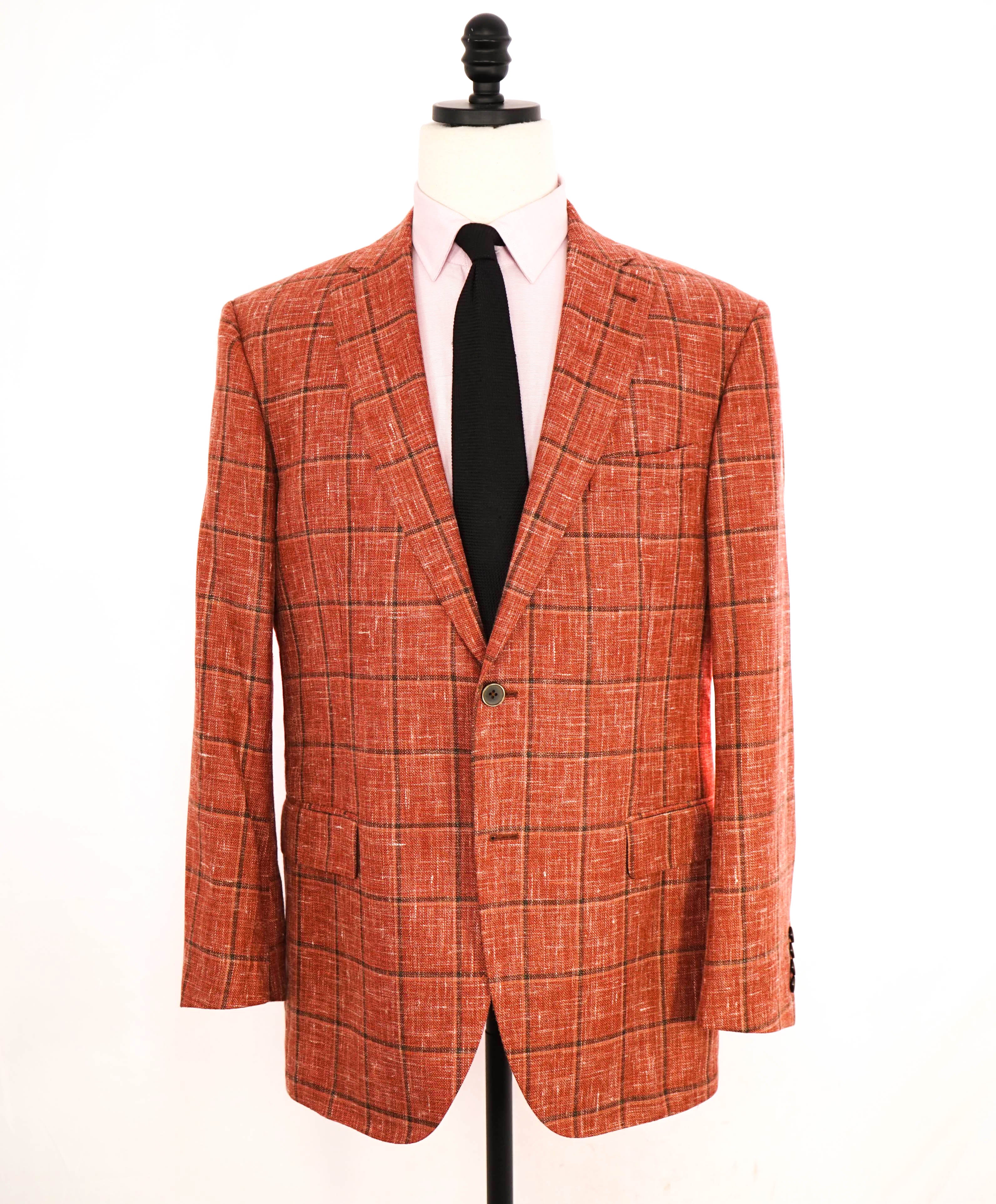 SAKS FIFTH AVENUE /  FRATELLI TALLIA DI DELFINO - Wool/Silk/Linen Orange Blazer- 46R