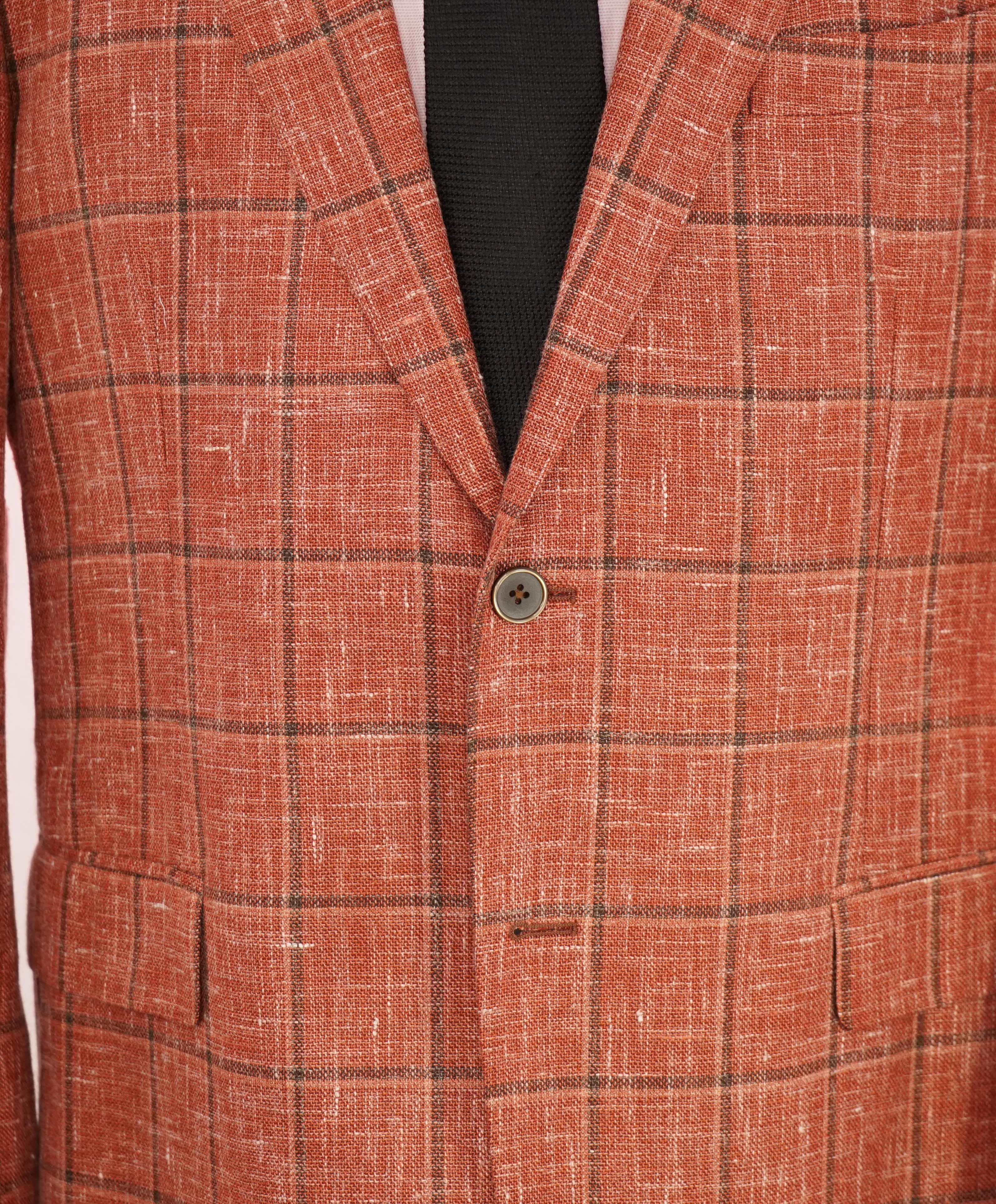 SAKS FIFTH AVENUE /  FRATELLI TALLIA DI DELFINO - Wool/Silk/Linen Orange Blazer- 46R