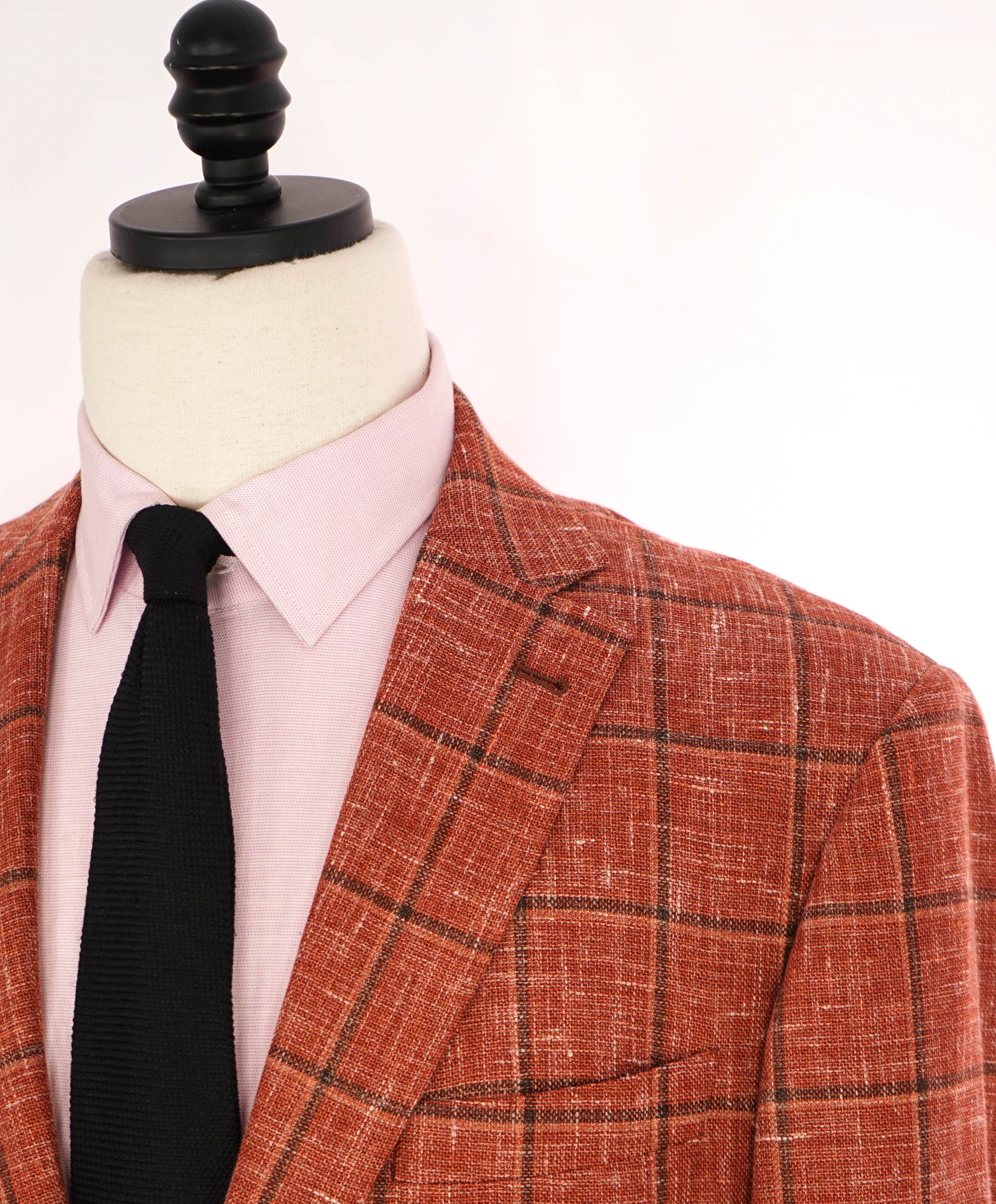 SAKS FIFTH AVENUE /  FRATELLI TALLIA DI DELFINO - Wool/Silk/Linen Orange Blazer- 46R