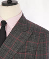 $5,750 ISAIA - "BASE MUSA" Gray & Red Check DOUBLE BREASTED Wool Suit - 40R