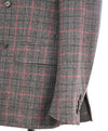 $5,750 ISAIA - "BASE MUSA" Gray & Red Check DOUBLE BREASTED Wool Suit - 40R