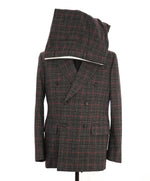 $5,750 ISAIA - "BASE MUSA" Gray & Red Check DOUBLE BREASTED Wool Suit - 40R