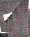 $5,750 ISAIA - "BASE MUSA" Gray & Red Check DOUBLE BREASTED Wool Suit - 40R