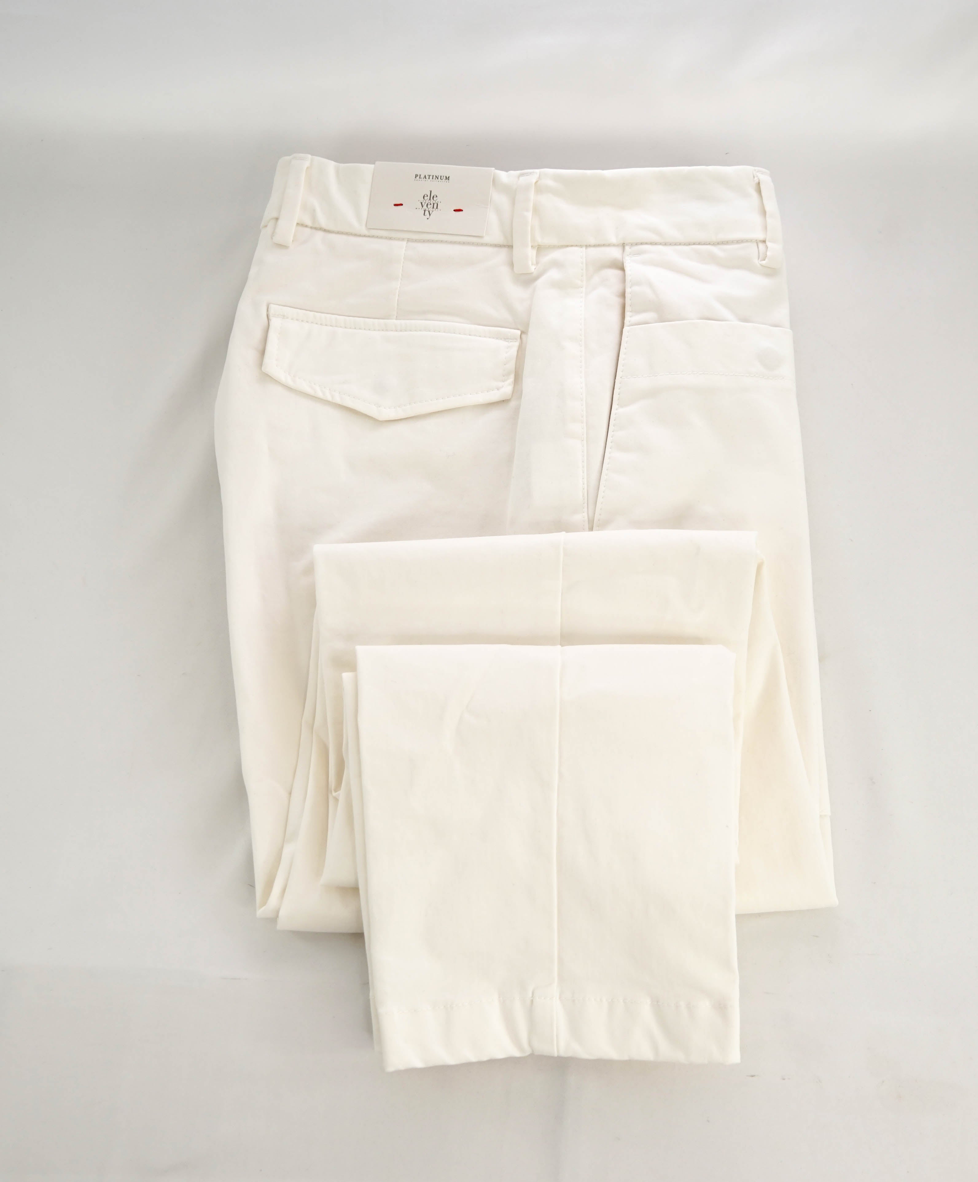 $575 ELEVENTY - Ivory/White Stretch Cotton Blend Patch Dress/Casual Pants- 31W