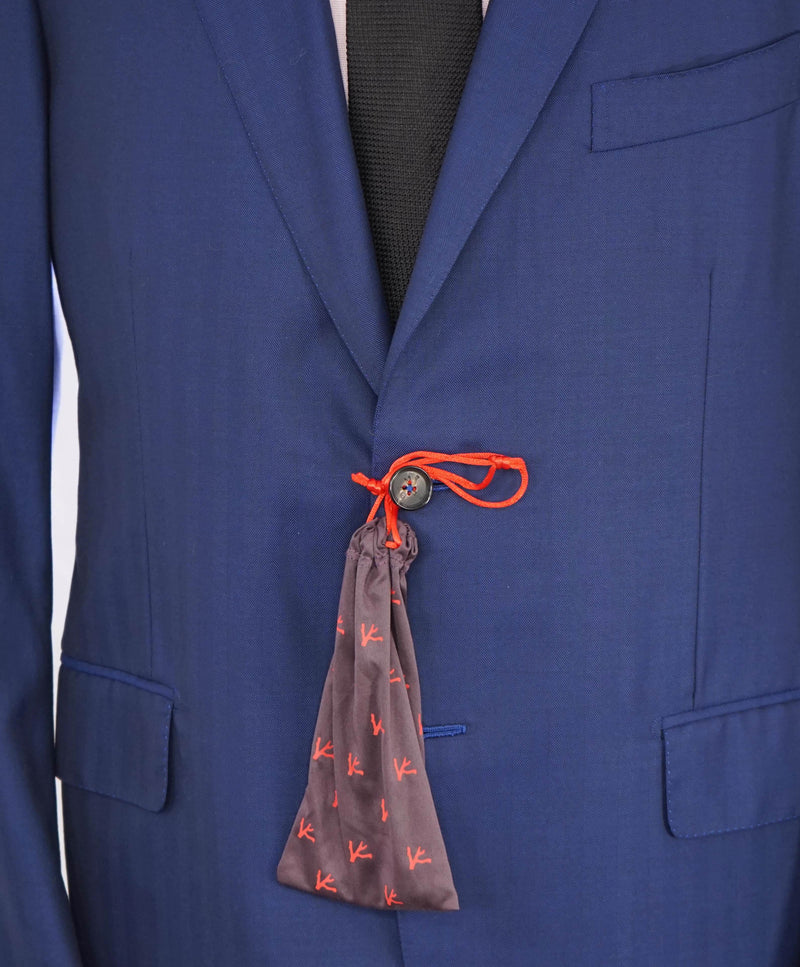 $5,750 ISAIA - "BASE SANITA" Royal Blue Solid Wool Suit - 46R