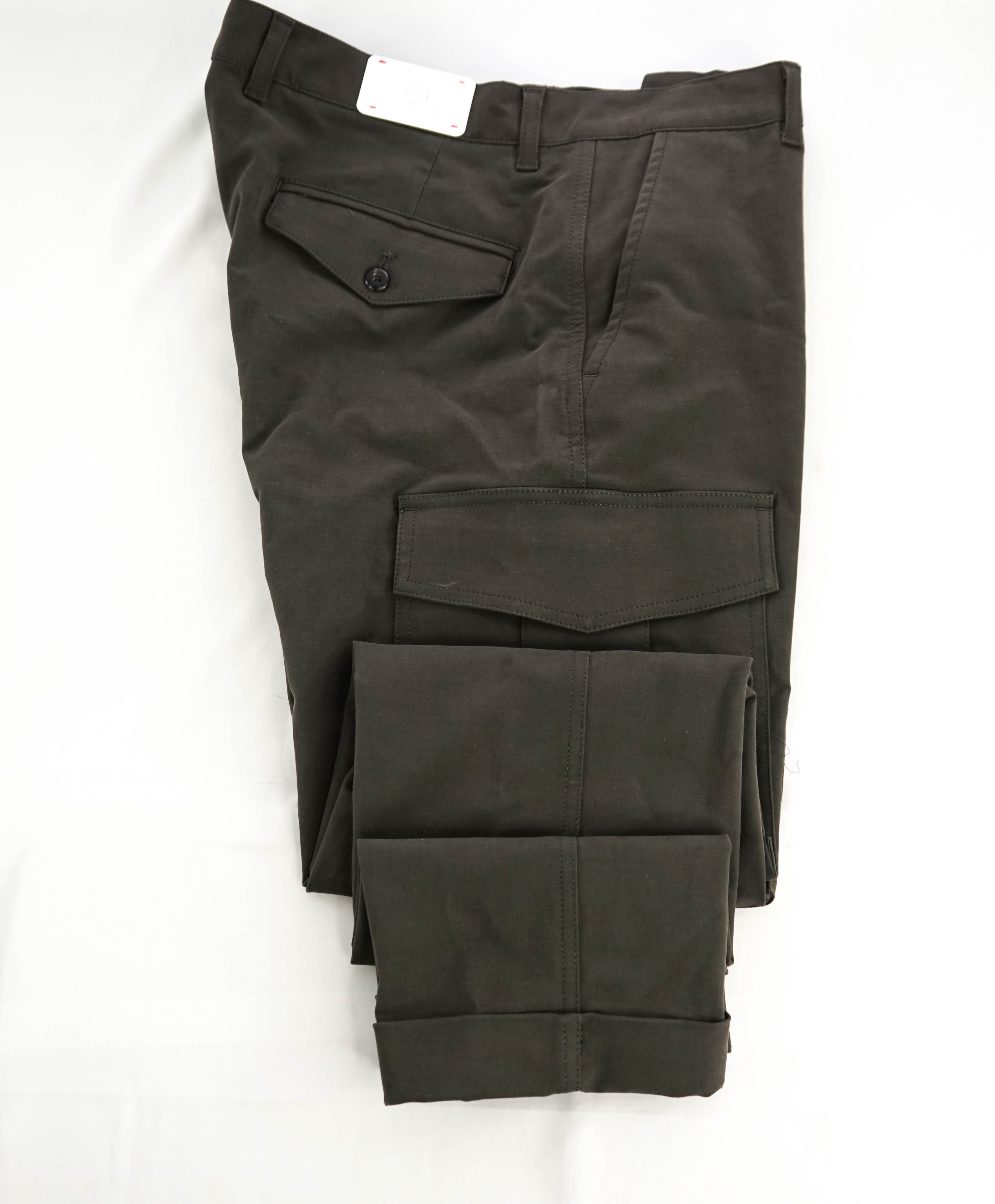 $695 ELEVENTY - Green/Gray Cotton/Elastane Patch Pocket Chino Pants - 33W