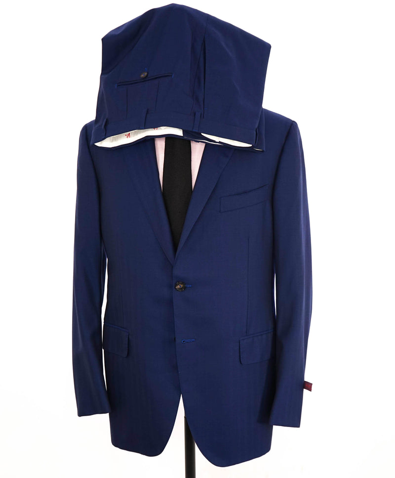 $5,750 ISAIA - "BASE SANITA" Royal Blue Solid Wool Suit - 46R