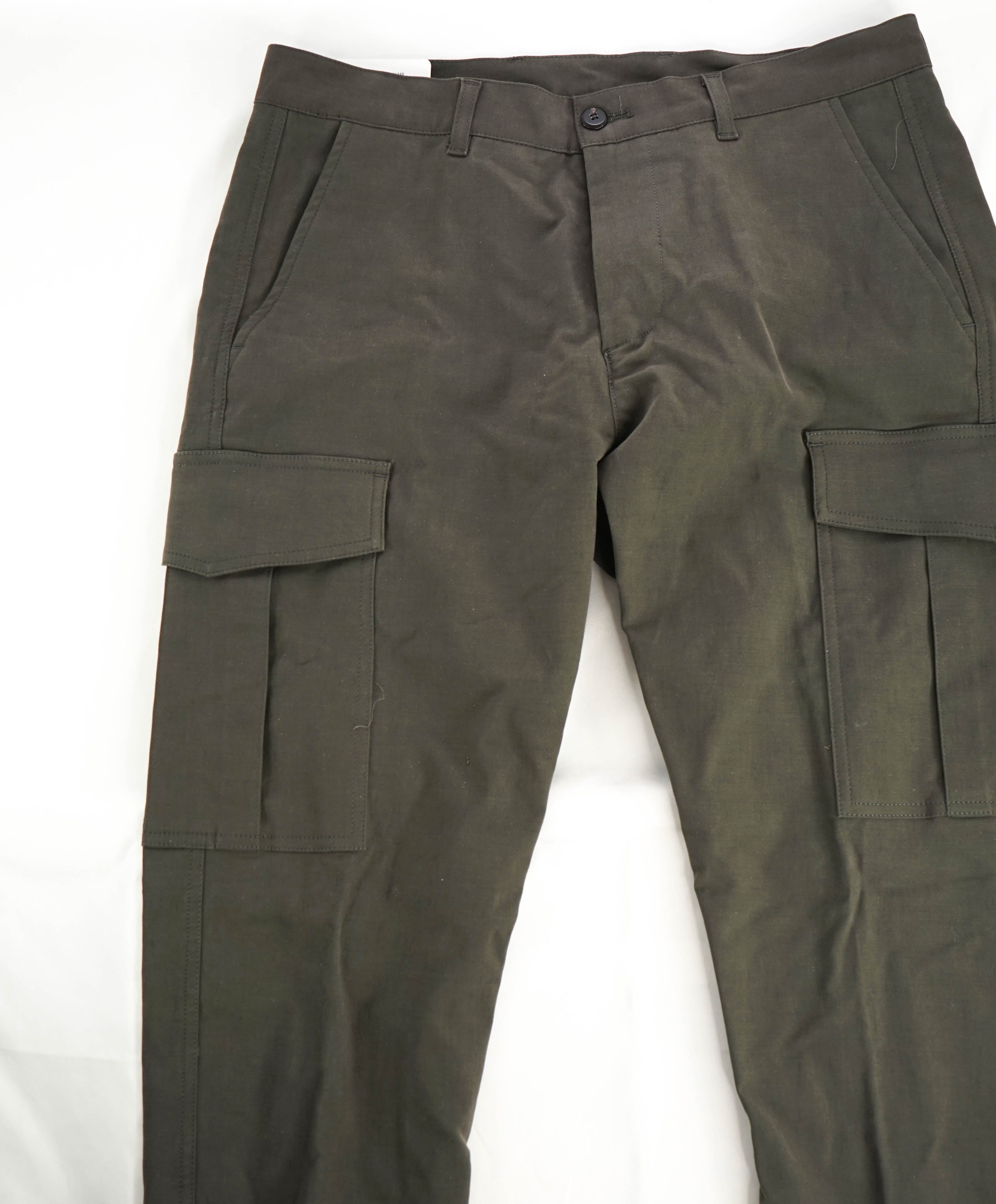 $695 ELEVENTY - Green/Gray Cotton/Elastane Patch Pocket Chino Pants - 33W