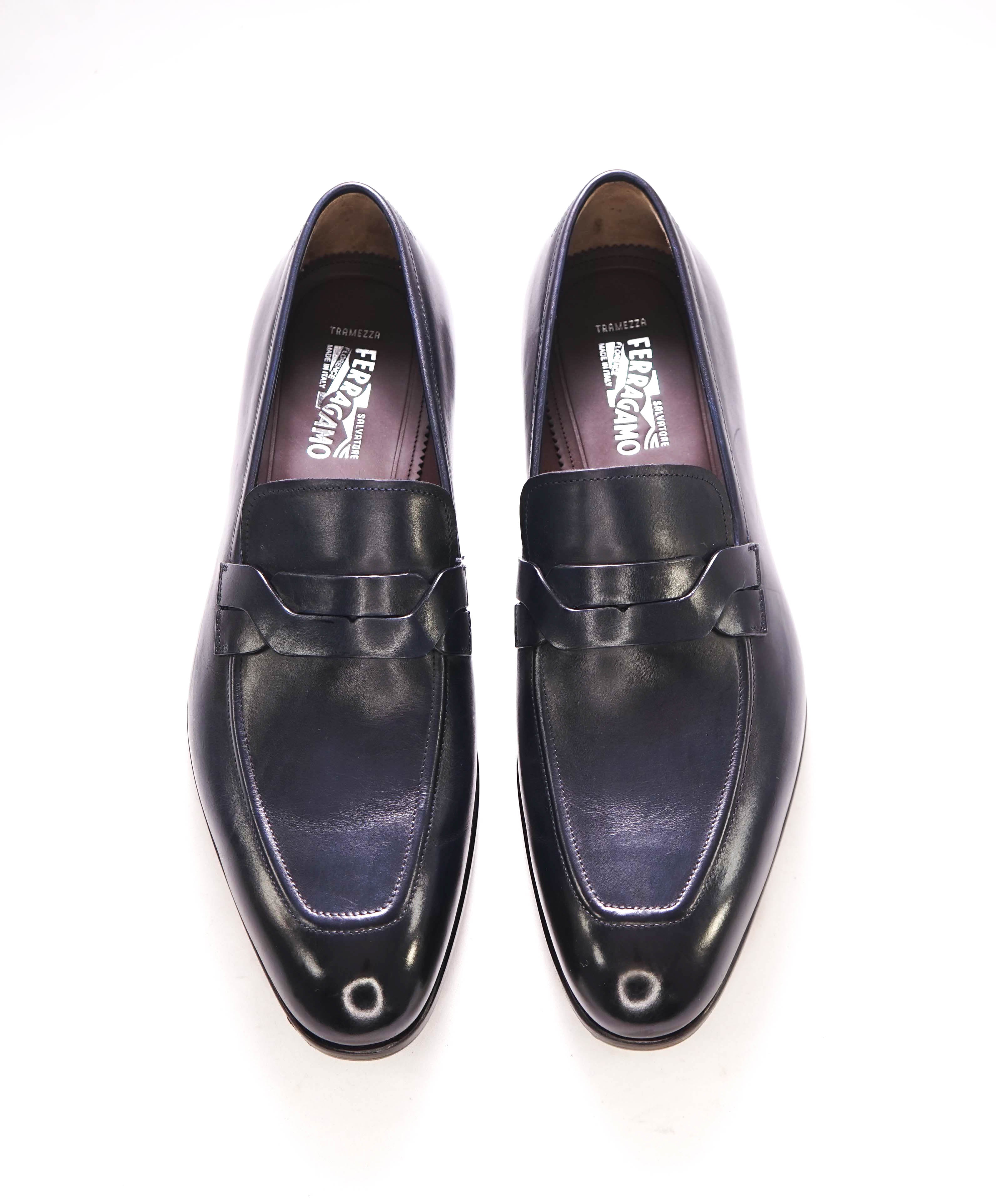 $1,595 SALVATORE FERRAGAMO - Backer "TRAMEZZA" Navy Braided Loafer - 10.5