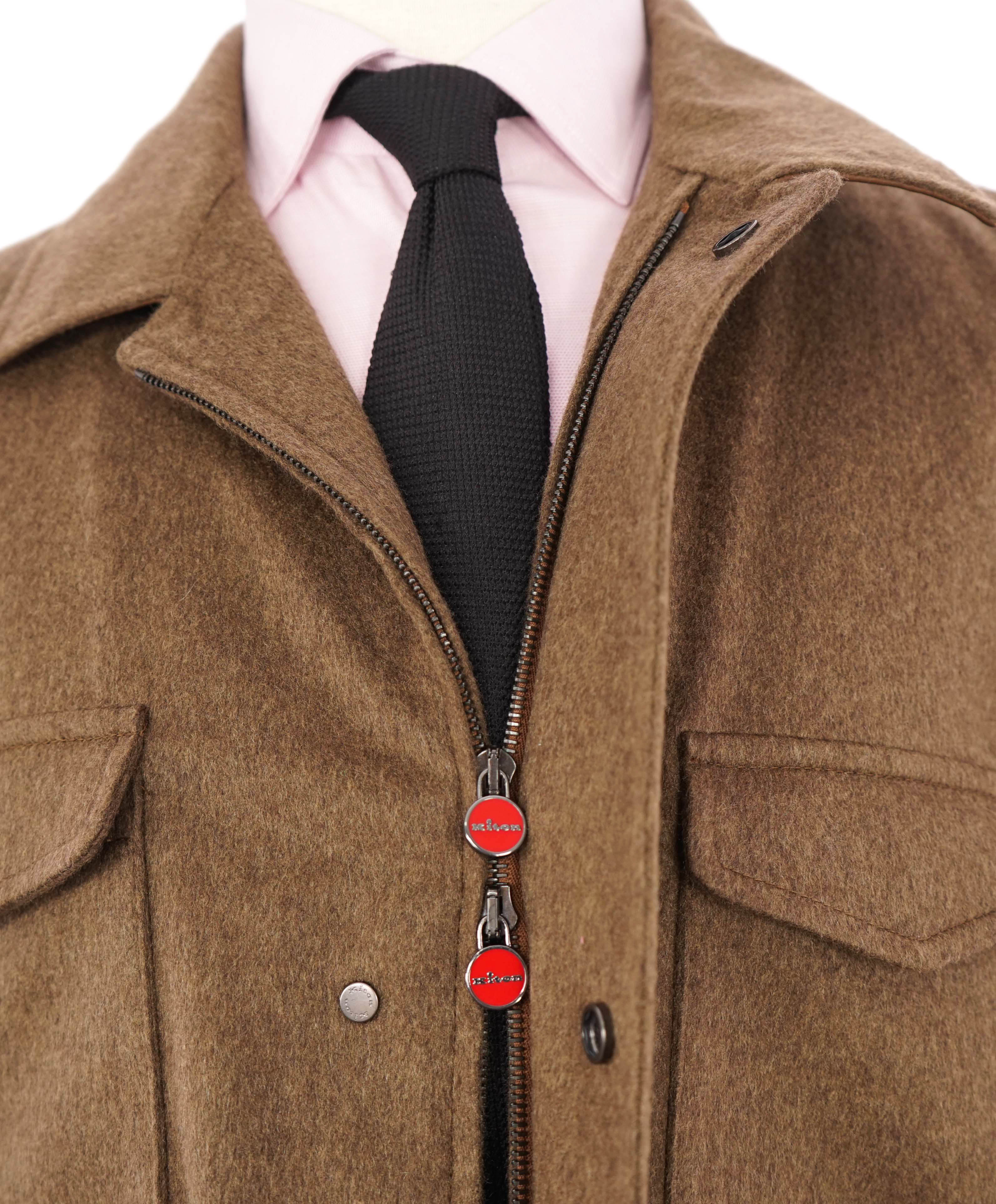 $14,545 KITON - *100% PURE CASHMERE* Brown Leather Jacket Top Coat - 48R