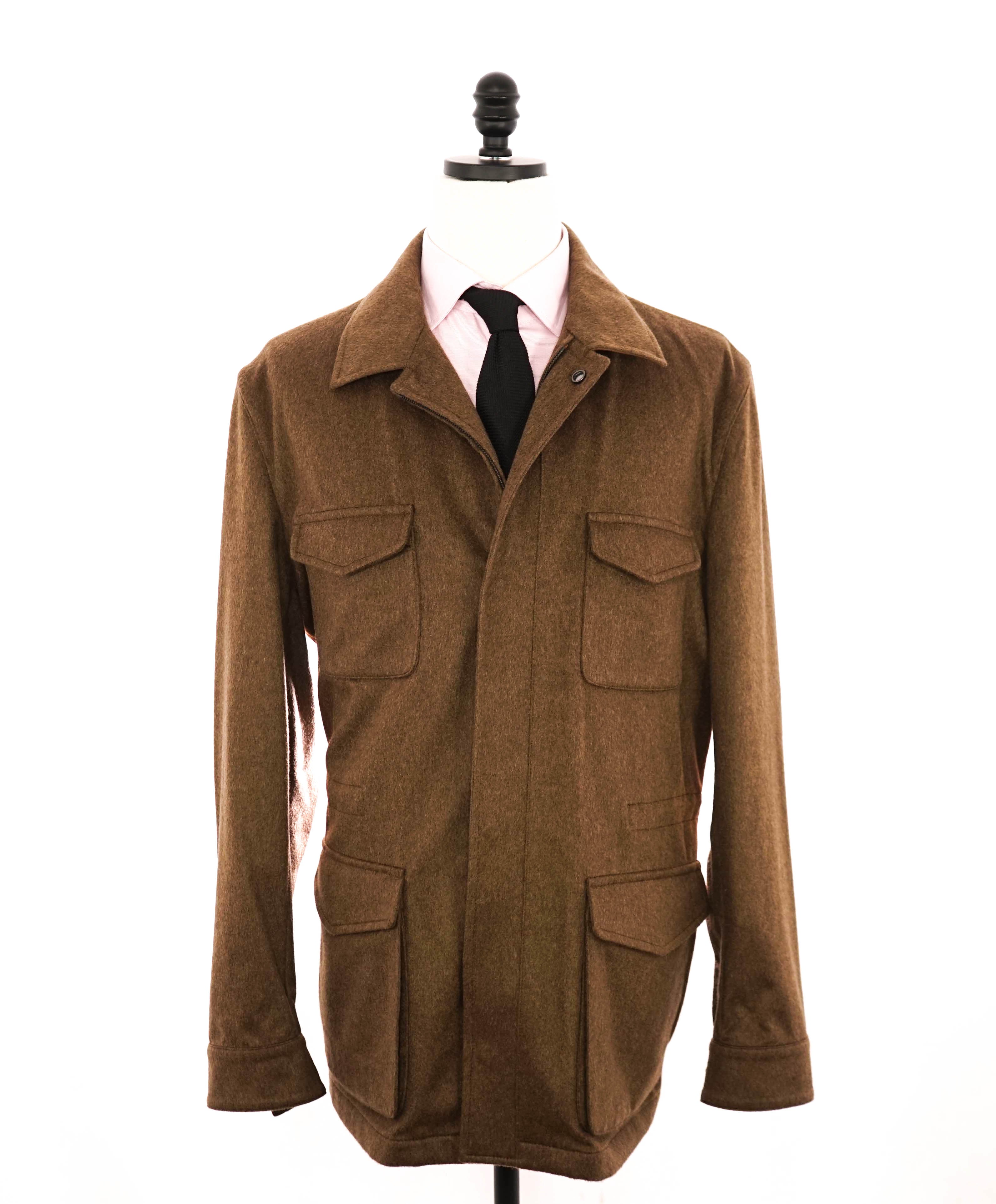 $14,545 KITON - *100% PURE CASHMERE* Brown Leather Jacket Top Coat - 48R