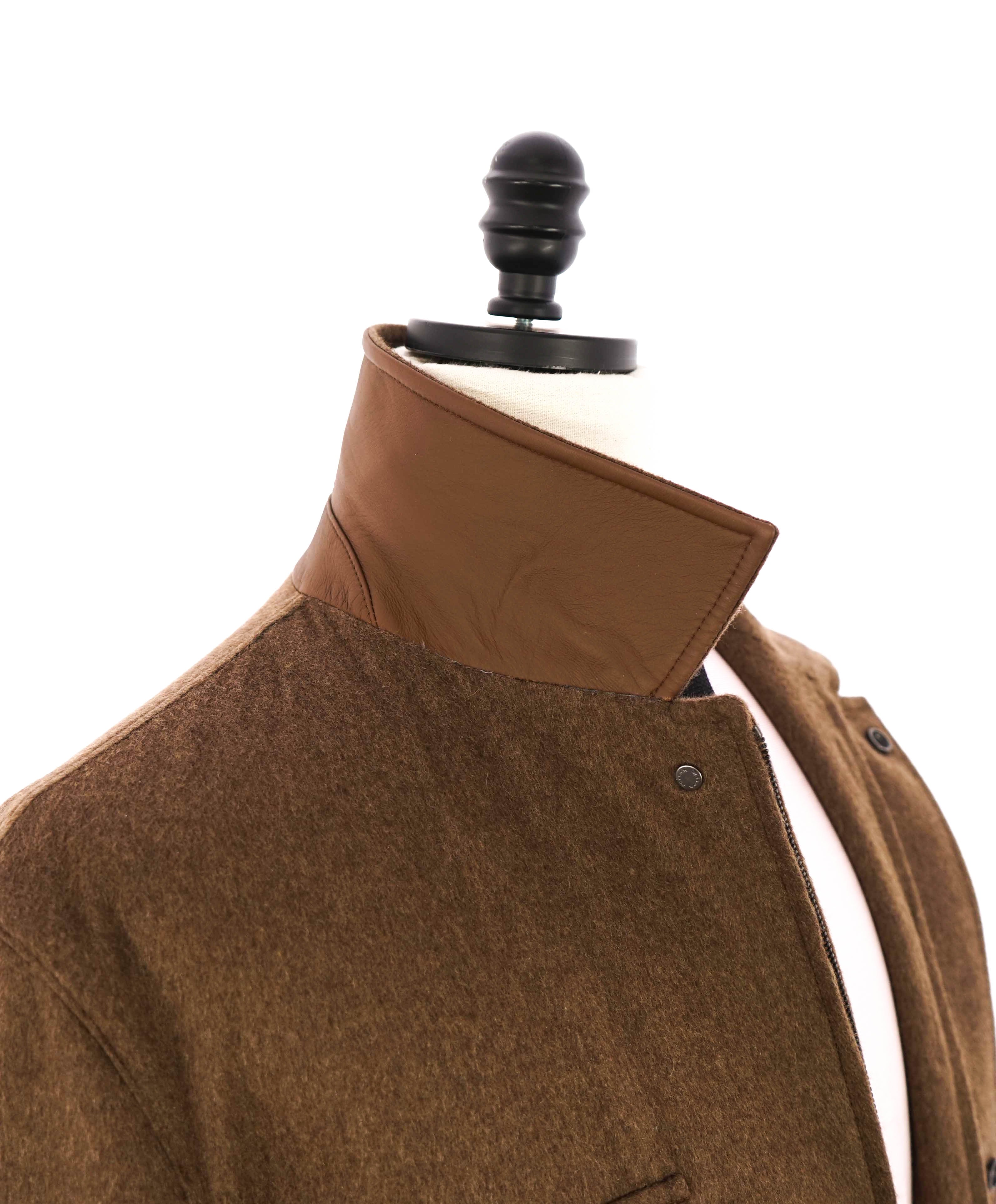 $14,545 KITON - *100% PURE CASHMERE* Brown Leather Jacket Top Coat - 48R