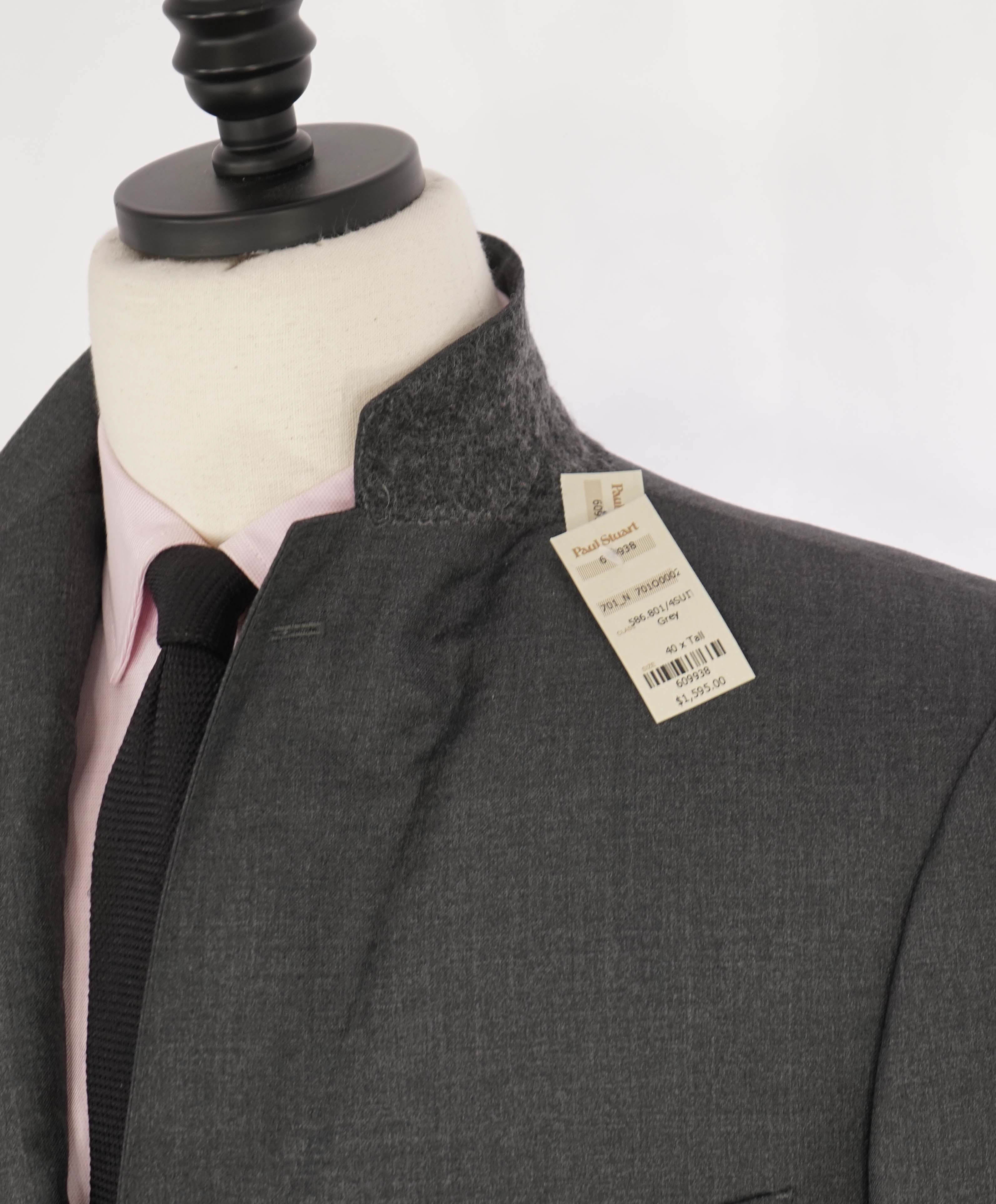 $1,595 PAUL STUART - Gray Wool Notch Lapel 2-Btn Suit - 40L