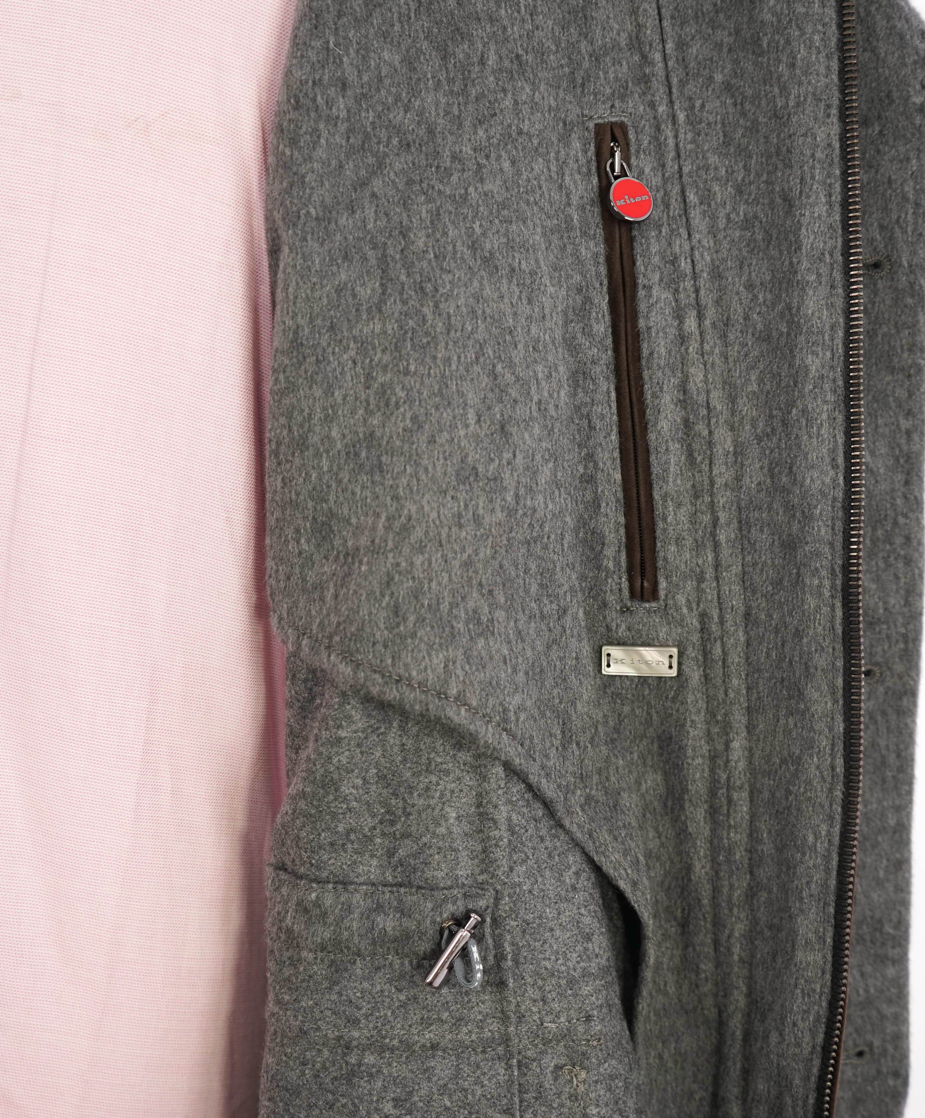 $14,545 KITON - *100% PURE CASHMERE* Gray Suede Jacket Top Coat - 48R