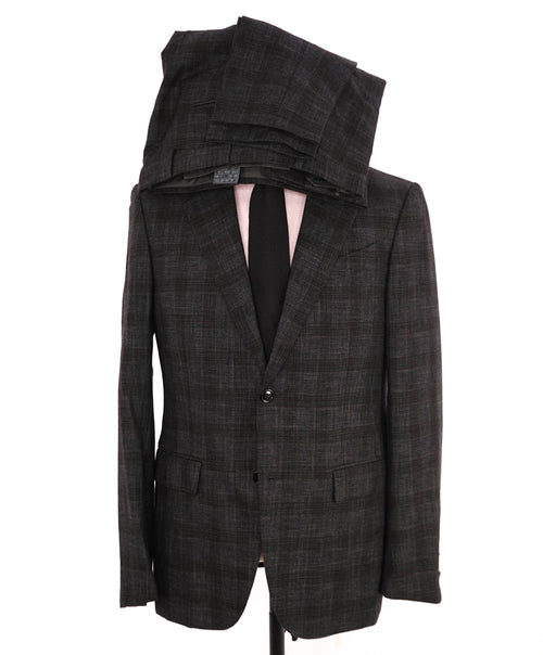 $4,690 ERMENEGILDO ZEGNA - Wool/Silk SLIM Gray & Brown Check Suit - 38R