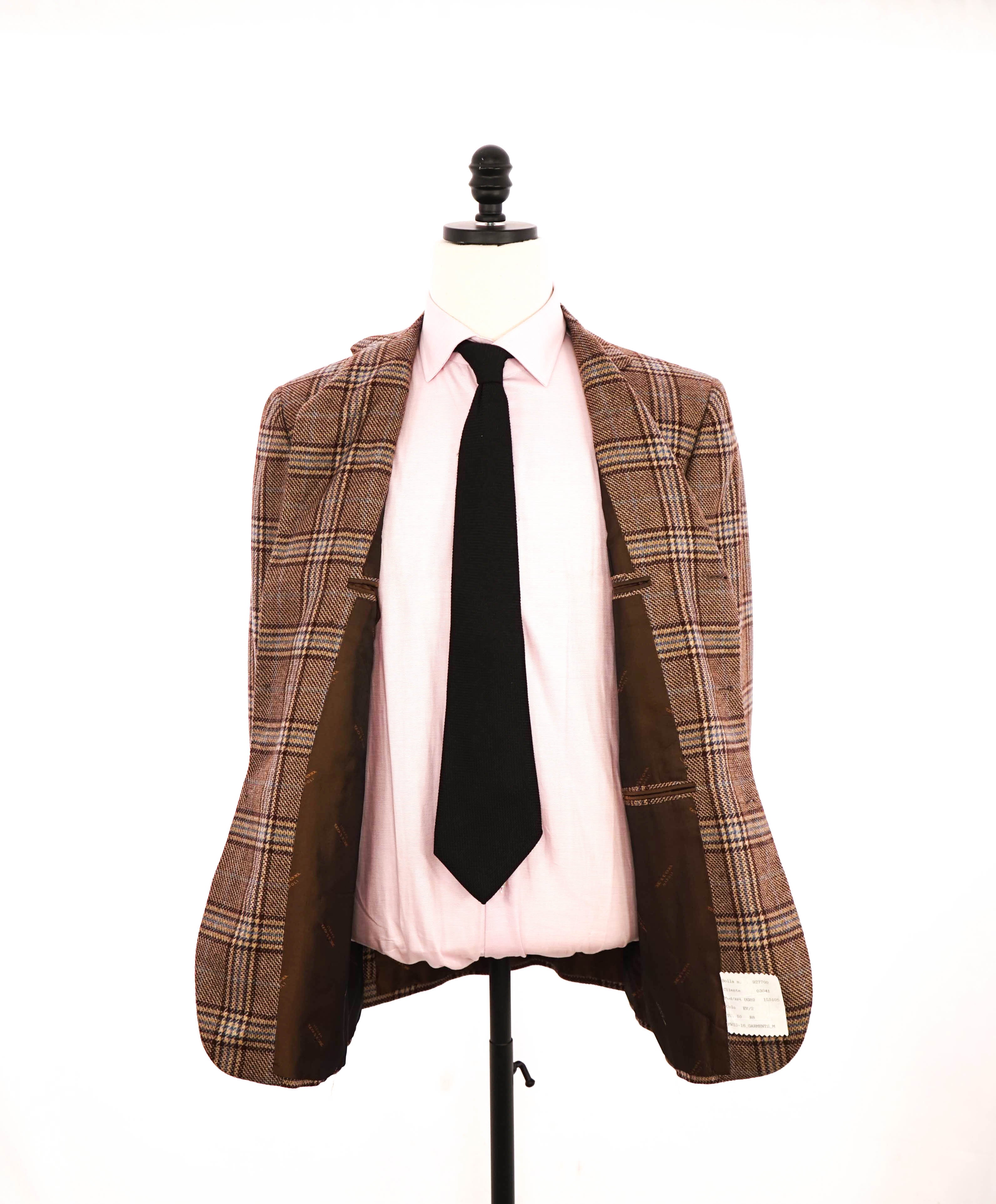 $9,250 KITON - *CASHMERE* Brown & Blue Glen Check 2/3 Roll Check Blazer - 40R