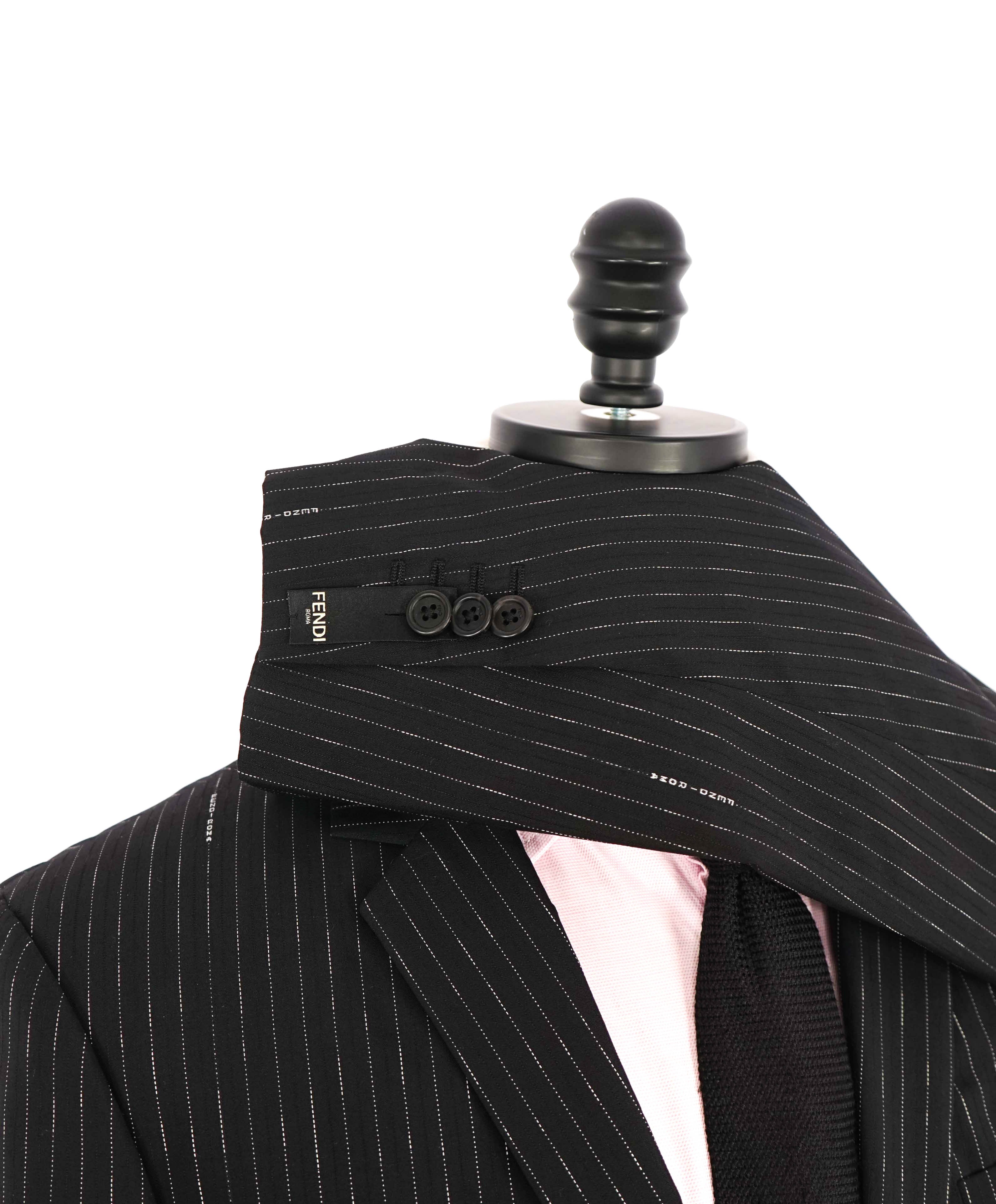 $3,750 FENDI - Logo Pinstripe Black 2-Piece Suit - 40R