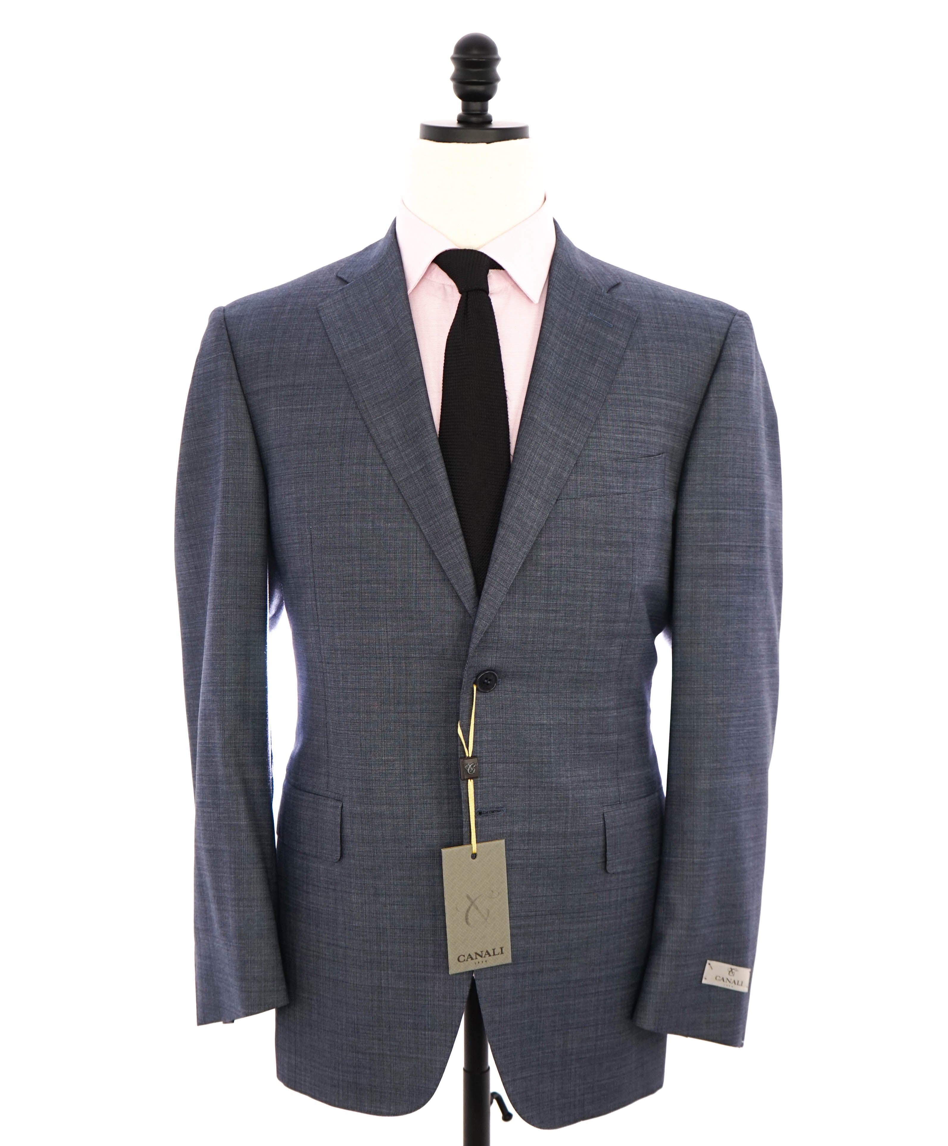 $2,000 CANALI - Blue & Gray ABSTRACT CHECK Suit - 40R 35W