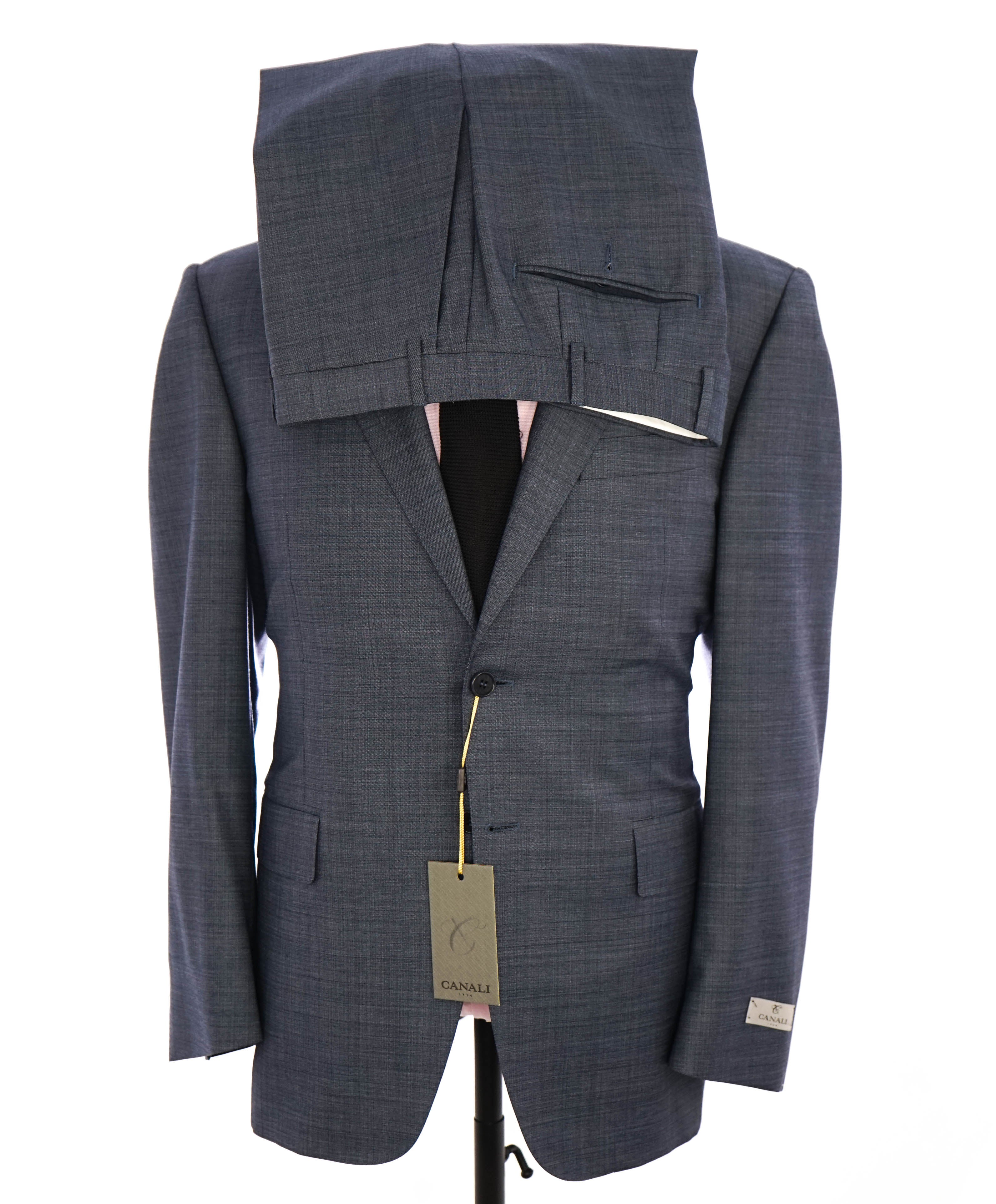 $2,000 CANALI - Blue & Gray ABSTRACT CHECK Suit - 40R 35W