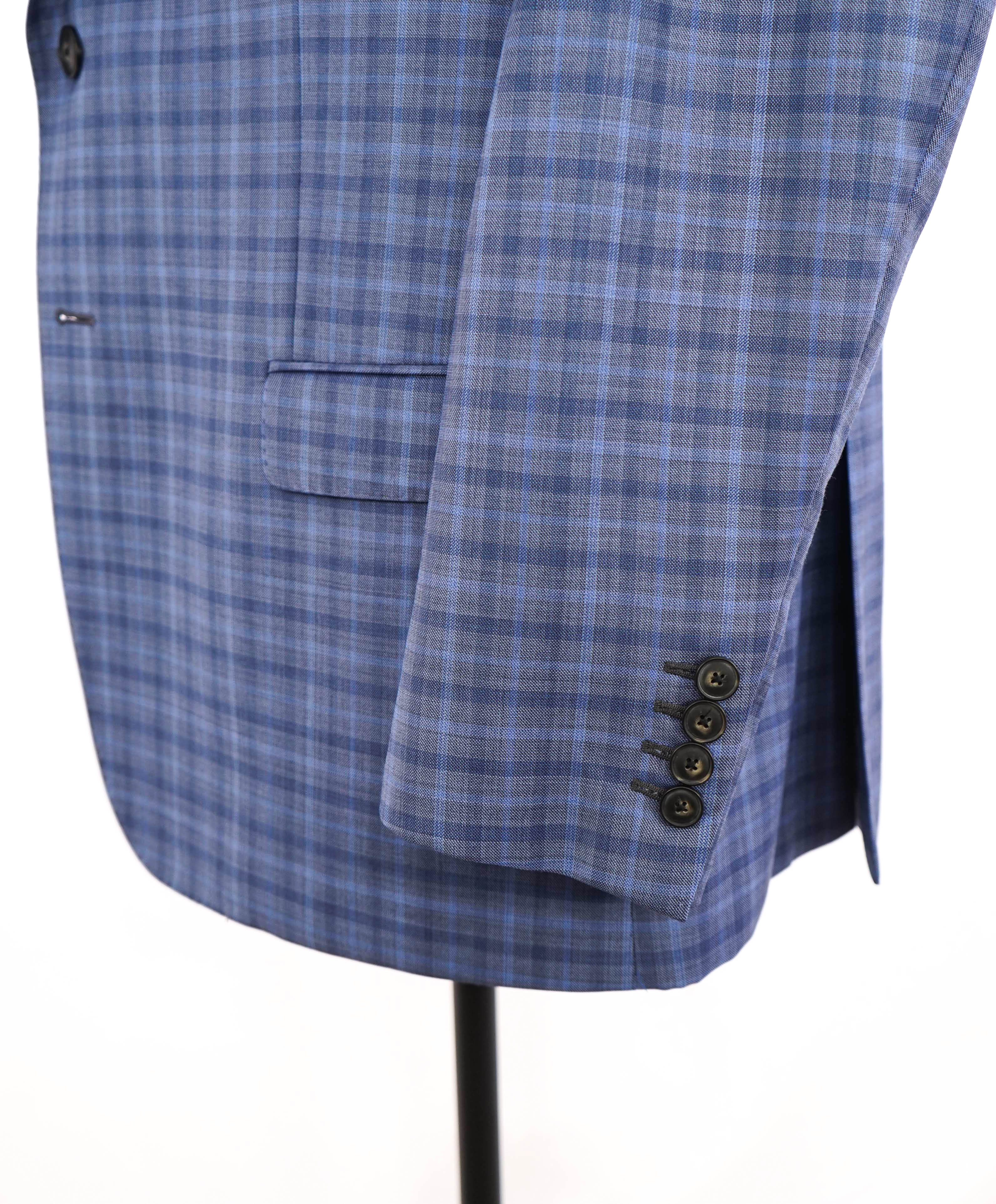 $1,595 EMPORIO ARMANI- Blue *130's G lIne* Tonal Check Blazer - 48R