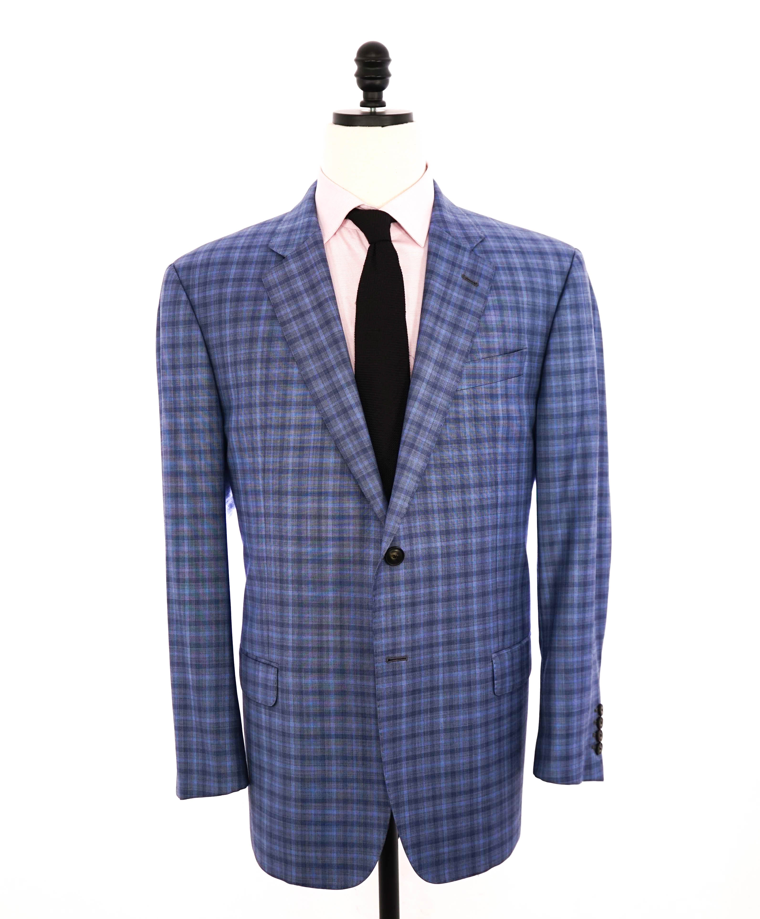 $1,595 EMPORIO ARMANI- Blue *130's G lIne* Tonal Check Blazer - 48R