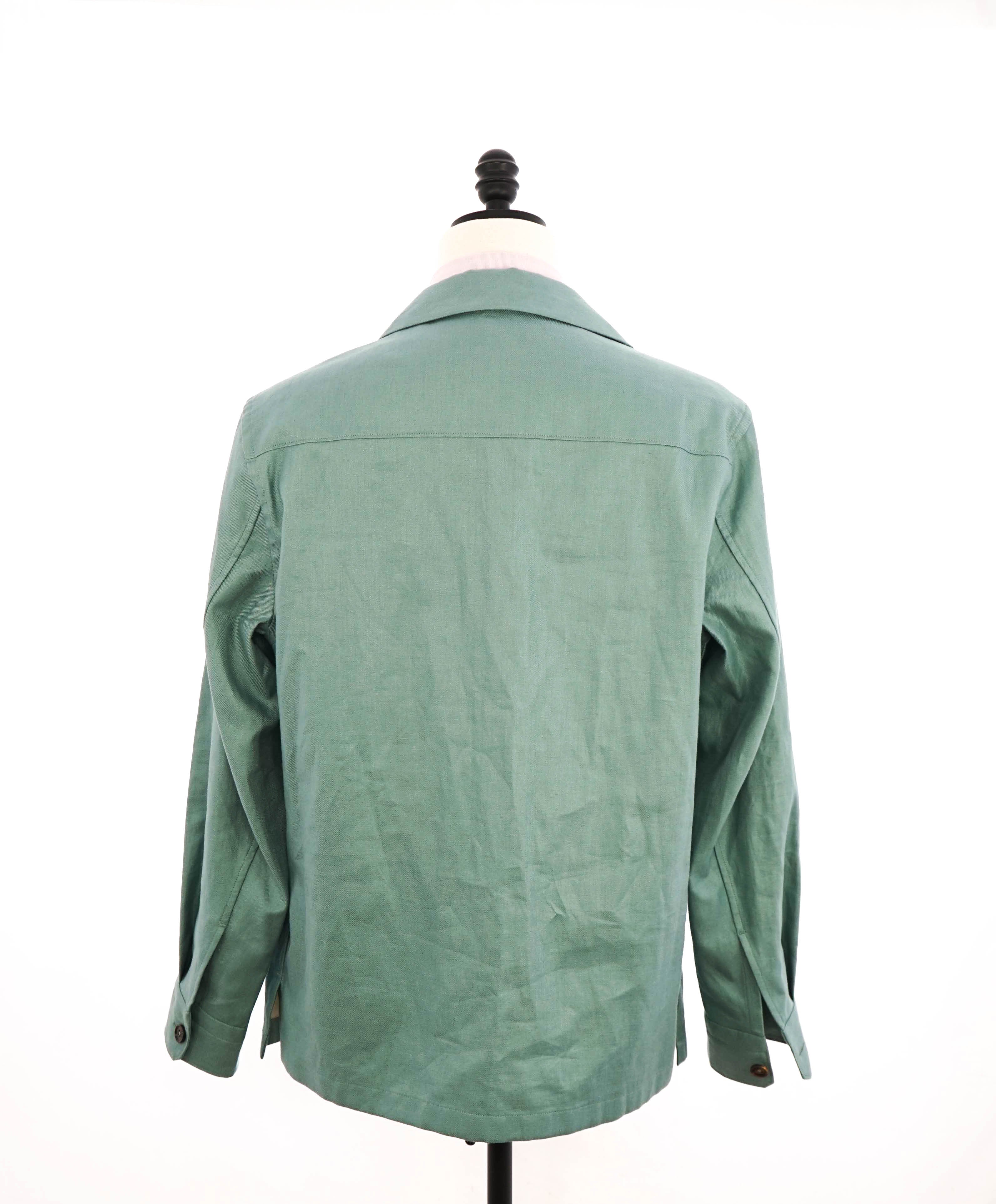 $1,690 ERMENEGILDO ZEGNA - OASI Linen Green/Teal Over Shirt Chore Jacket - L