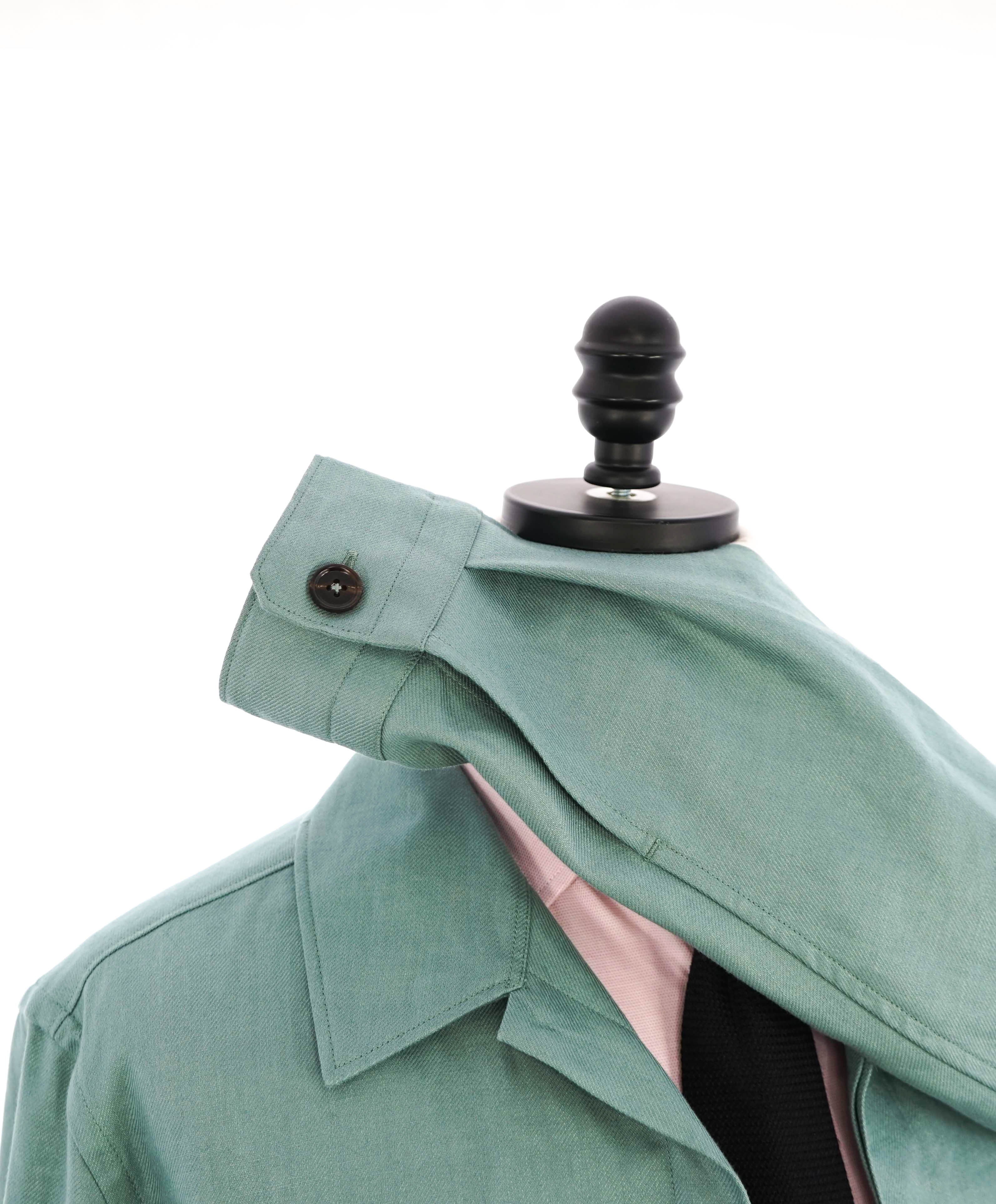 $1,690 ERMENEGILDO ZEGNA - OASI Linen Green/Teal Over Shirt Chore Jacket - L