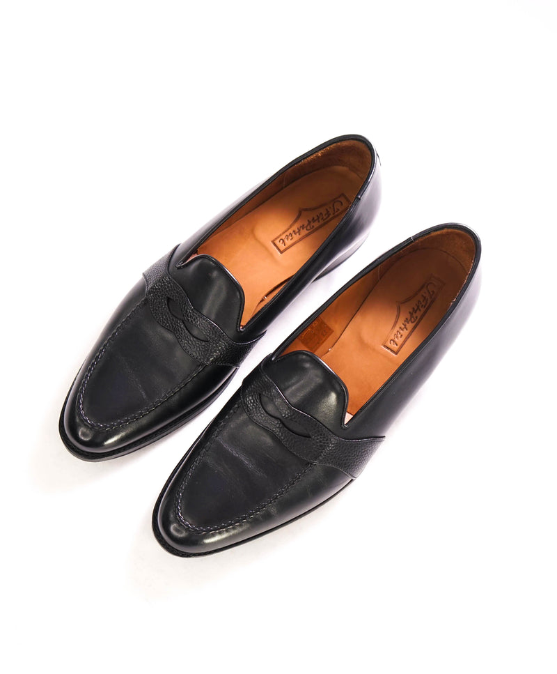 $550 J FITZPATRICK - "MADISON" Black Loafers Penny loafers Pebbled - 10.5 US (9.5UK)