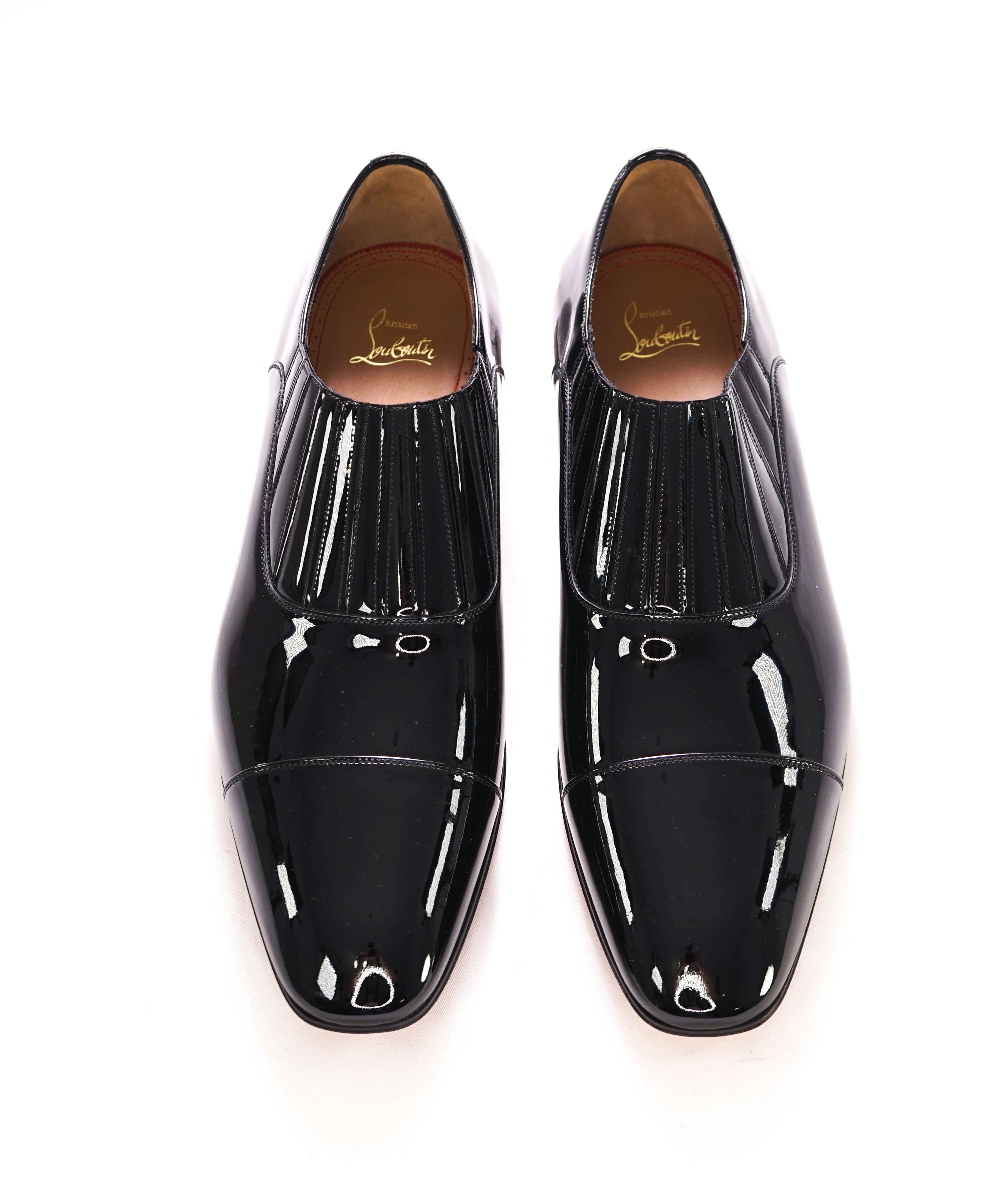 $1,050 CHRISTIAN LOUBOUTIN - *GREG ON* Black Patent Leather Loafers - 12.5 US (45.5)