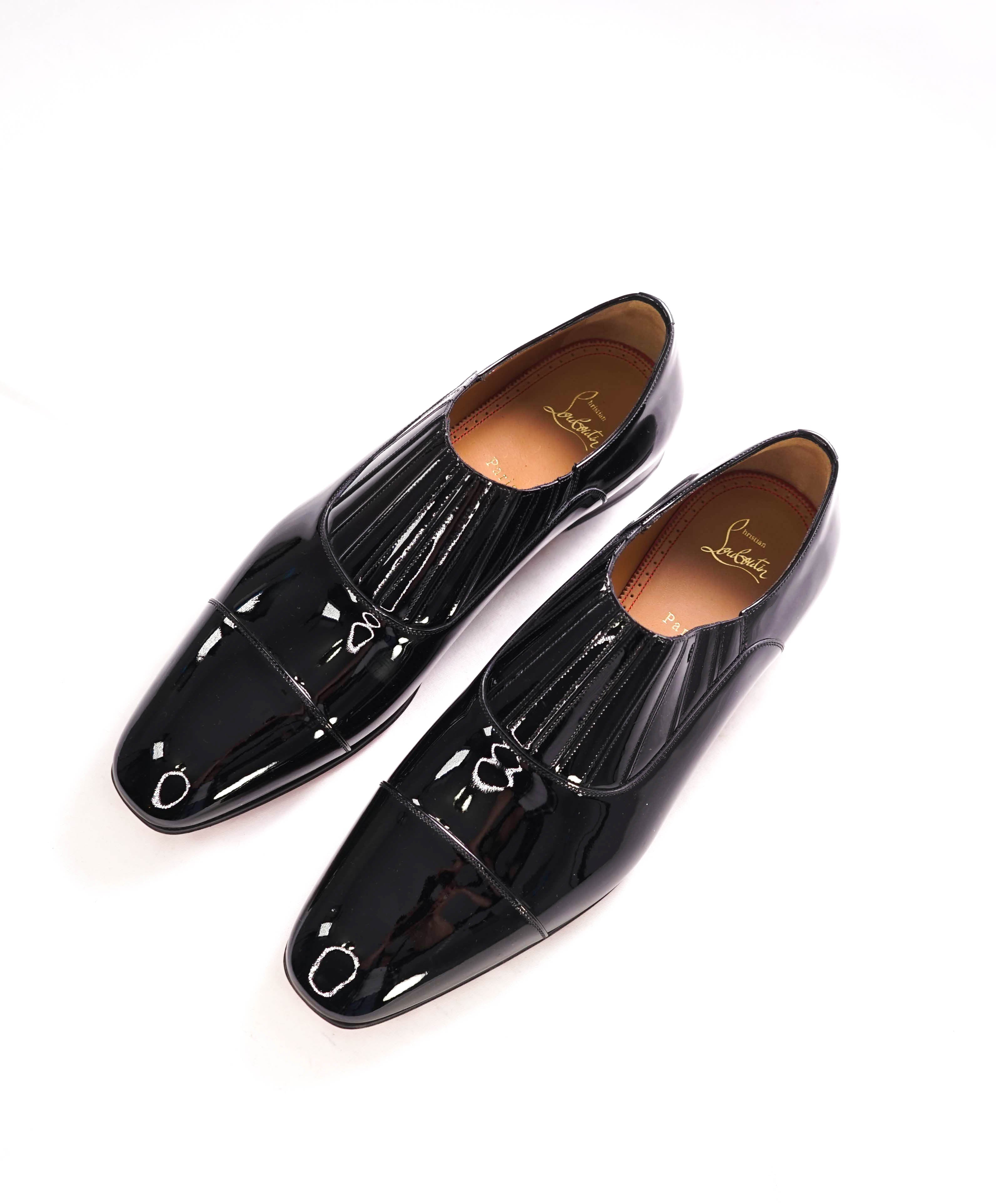 $1,050 CHRISTIAN LOUBOUTIN - *GREG ON* Black Patent Leather Loafers - 12.5 US (45.5)