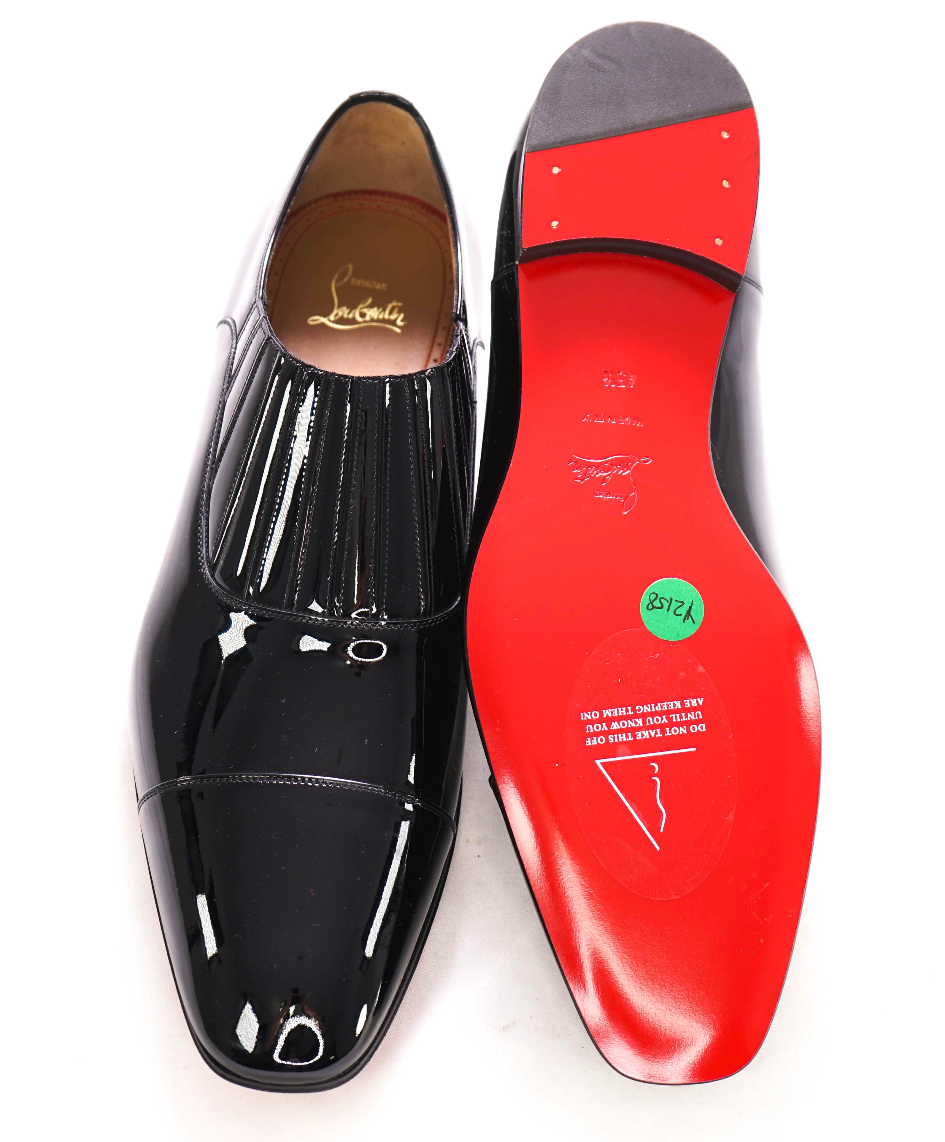 $1,050 CHRISTIAN LOUBOUTIN - *GREG ON* Black Patent Leather Loafers - 12.5 US (45.5)