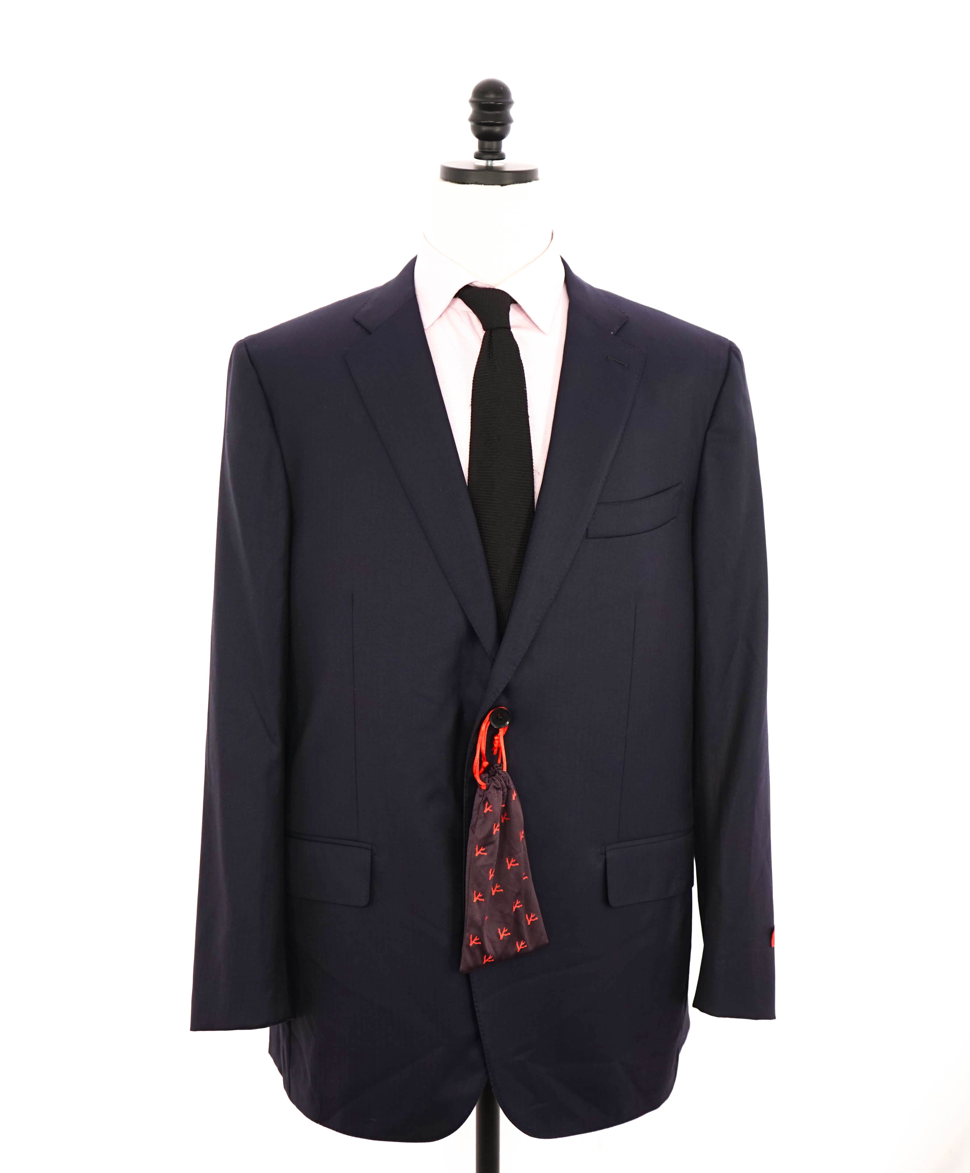 $3,750 ISAIA - Navy Blue Micro Herringbone "SANITA" *CLOSET STAPLE* Coral Pin Suit - 48R