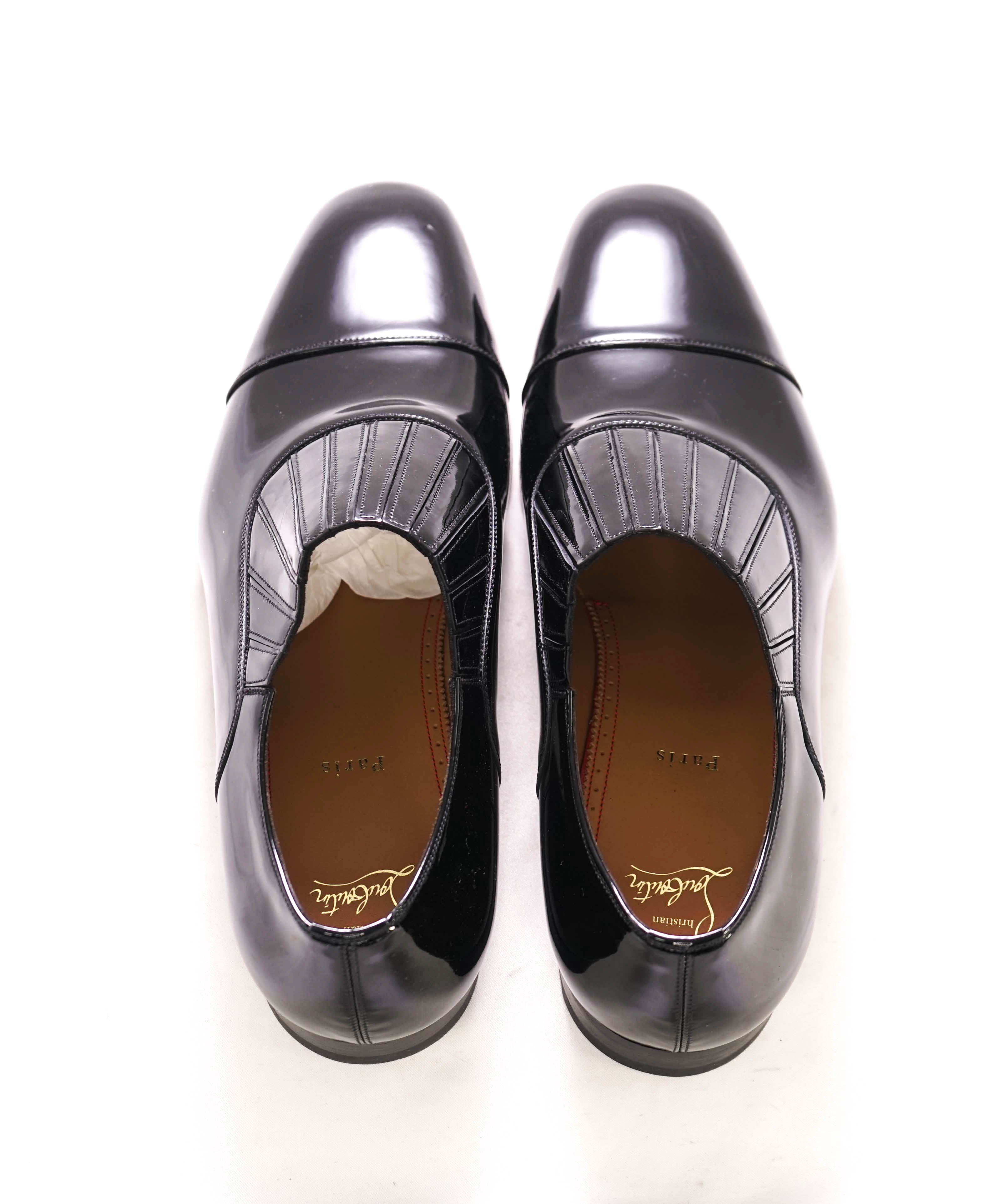 $1,050 CHRISTIAN LOUBOUTIN - *GREG ON* Black Patent Leather Loafers - 12.5 US (45.5)