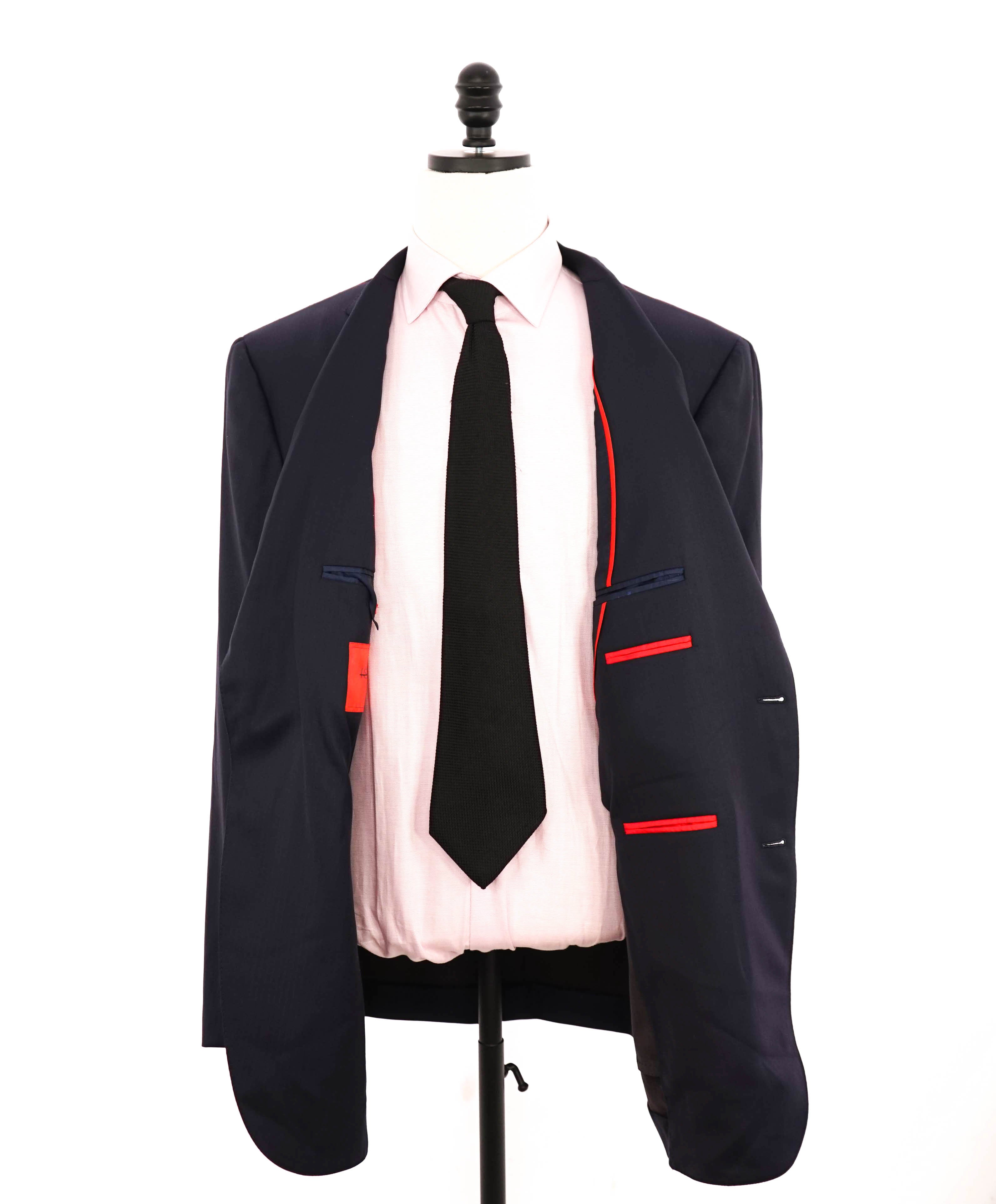 $3,750 ISAIA - Navy Blue Micro Herringbone "SANITA" *CLOSET STAPLE* Coral Pin Suit - 48R