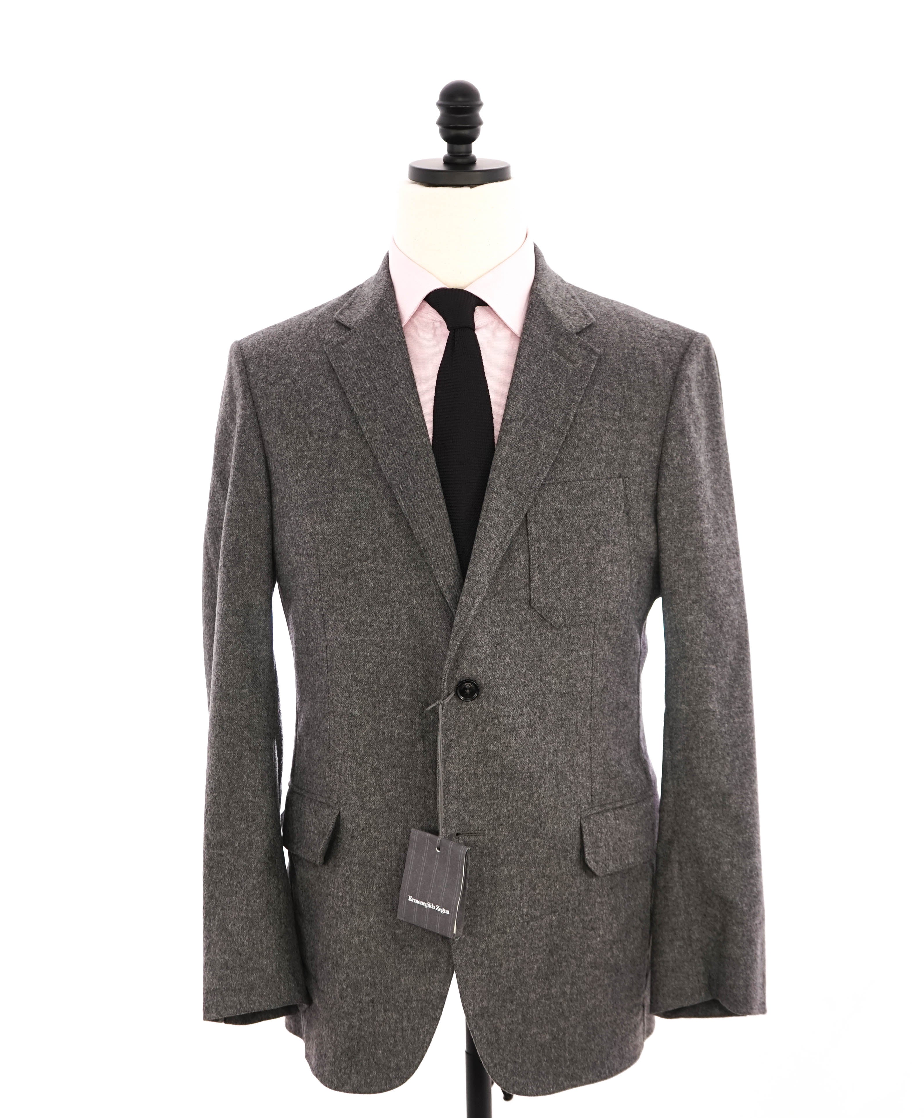 $2,895 ERMENEGILDO ZEGNA - Flannel Unlined Gray Performance Blazer - 42R