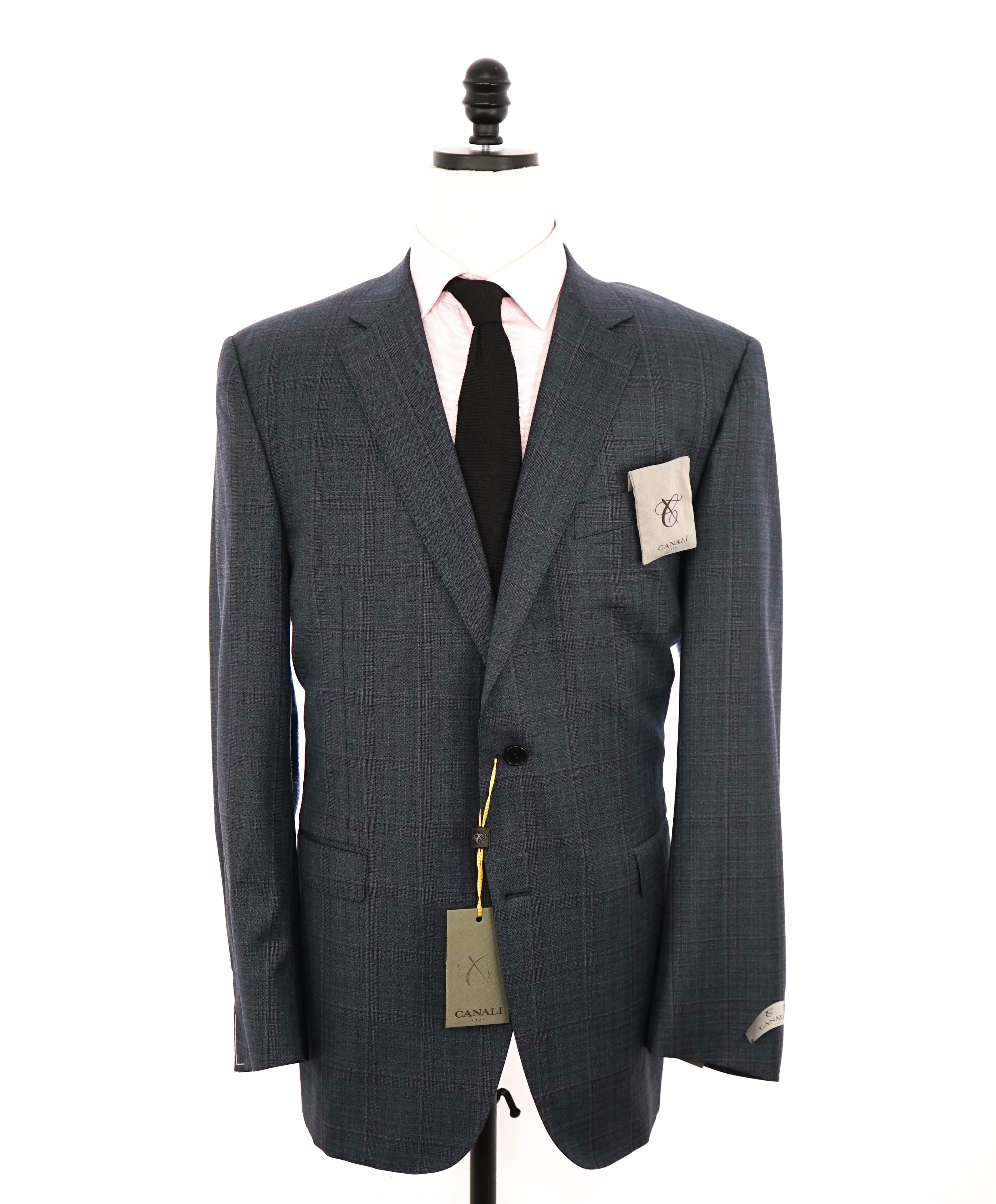 $2,195 CANALI - *CLOSET STAPLE* Blue/Gray Check Plaid 2-Piece Suit - 50R