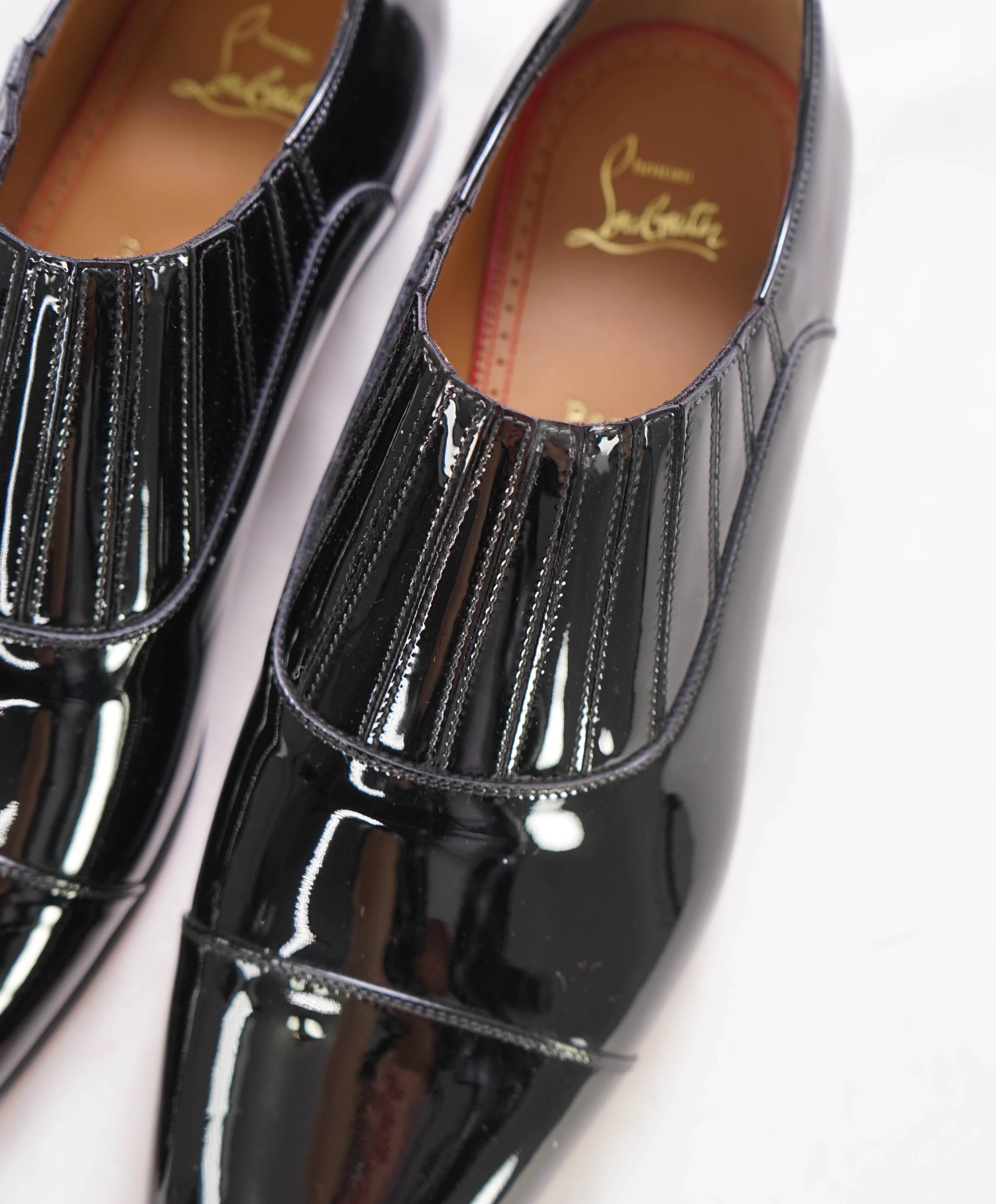 $1,050 CHRISTIAN LOUBOUTIN - *GREG ON* Black Patent Leather Loafers - 8 US (41 EU)