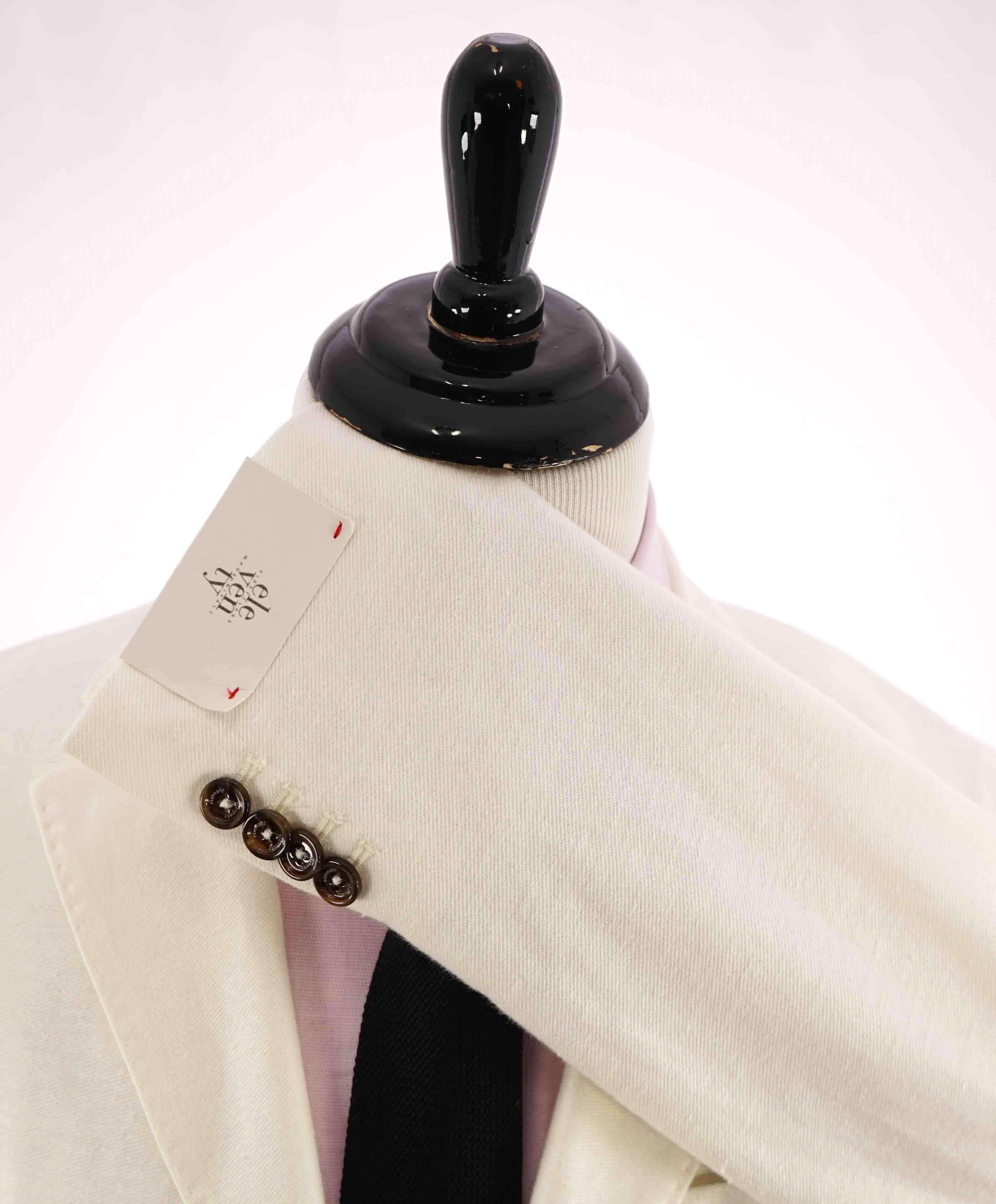 $1,095 ELEVENTY - LINEN/COTTON Patch Pocket White Pique Blazer - Fits 42R (54 EU)