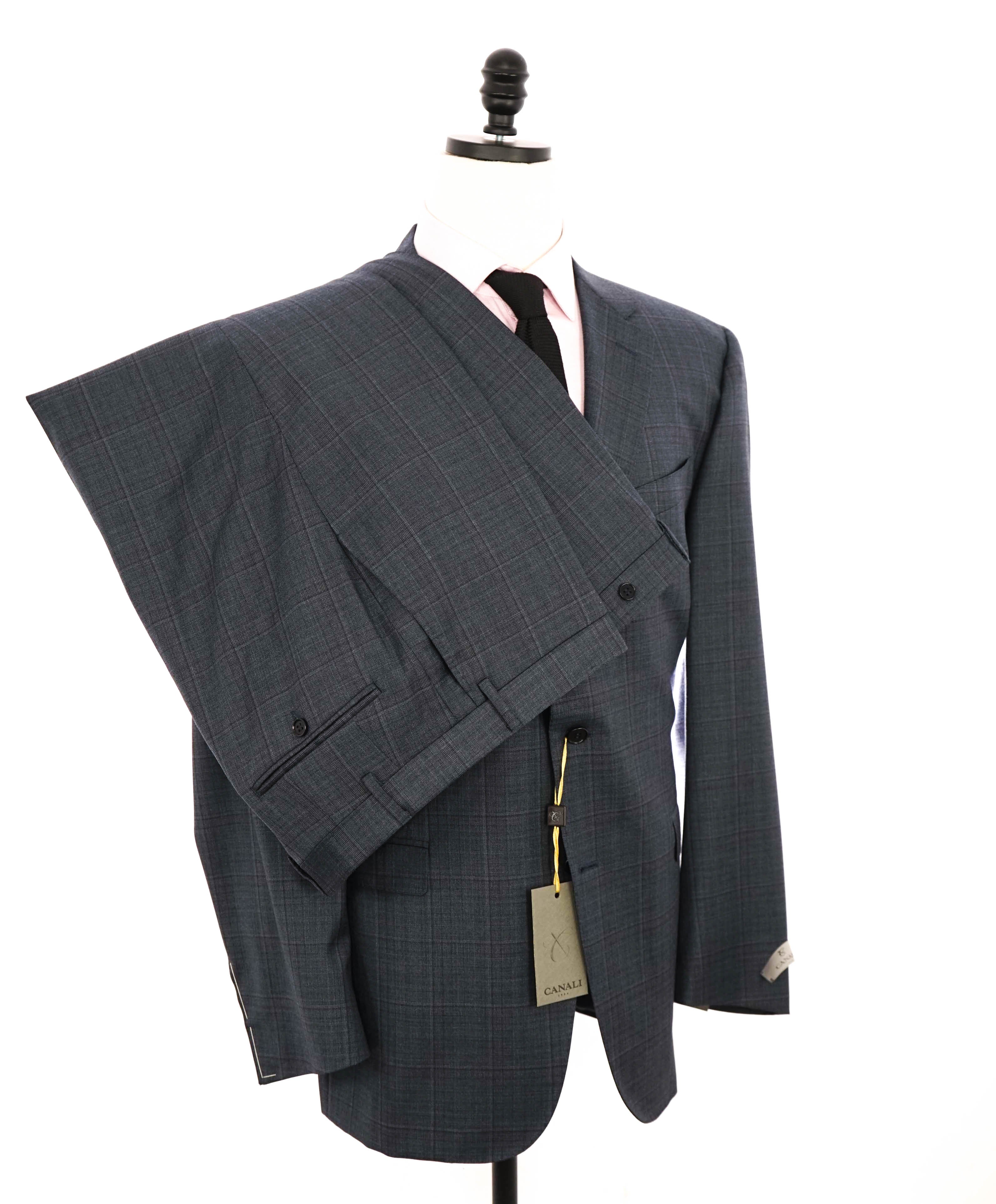 $2,195 CANALI - *CLOSET STAPLE* Blue/Gray Check Plaid 2-Piece Suit - 50R