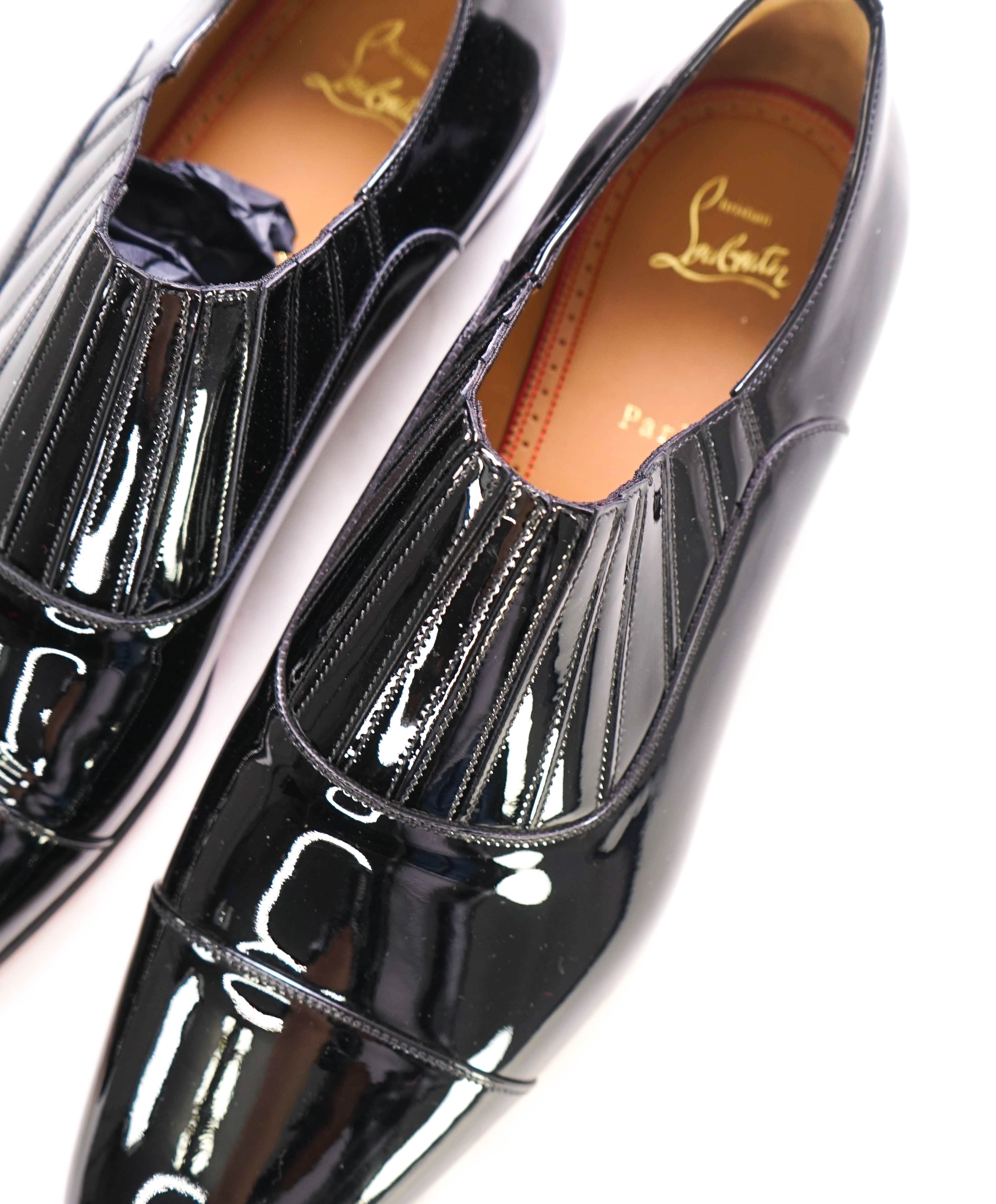 $1,050 CHRISTIAN LOUBOUTIN - *GREG ON* Black Patent Leather Loafers - 12.5 US (45.5)