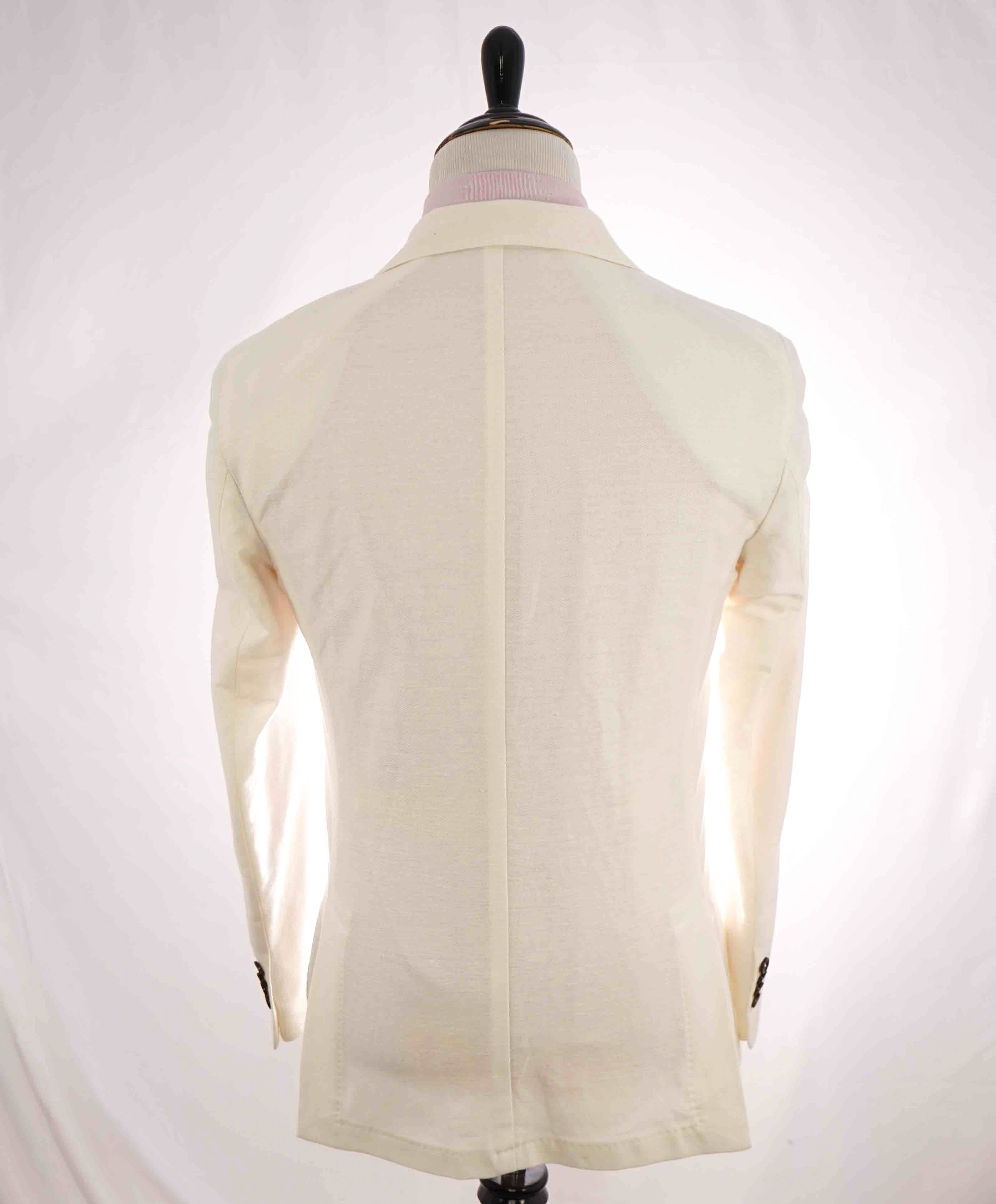 $1,095 ELEVENTY - LINEN/COTTON Patch Pocket White Pique Blazer - 44 (54 EU)