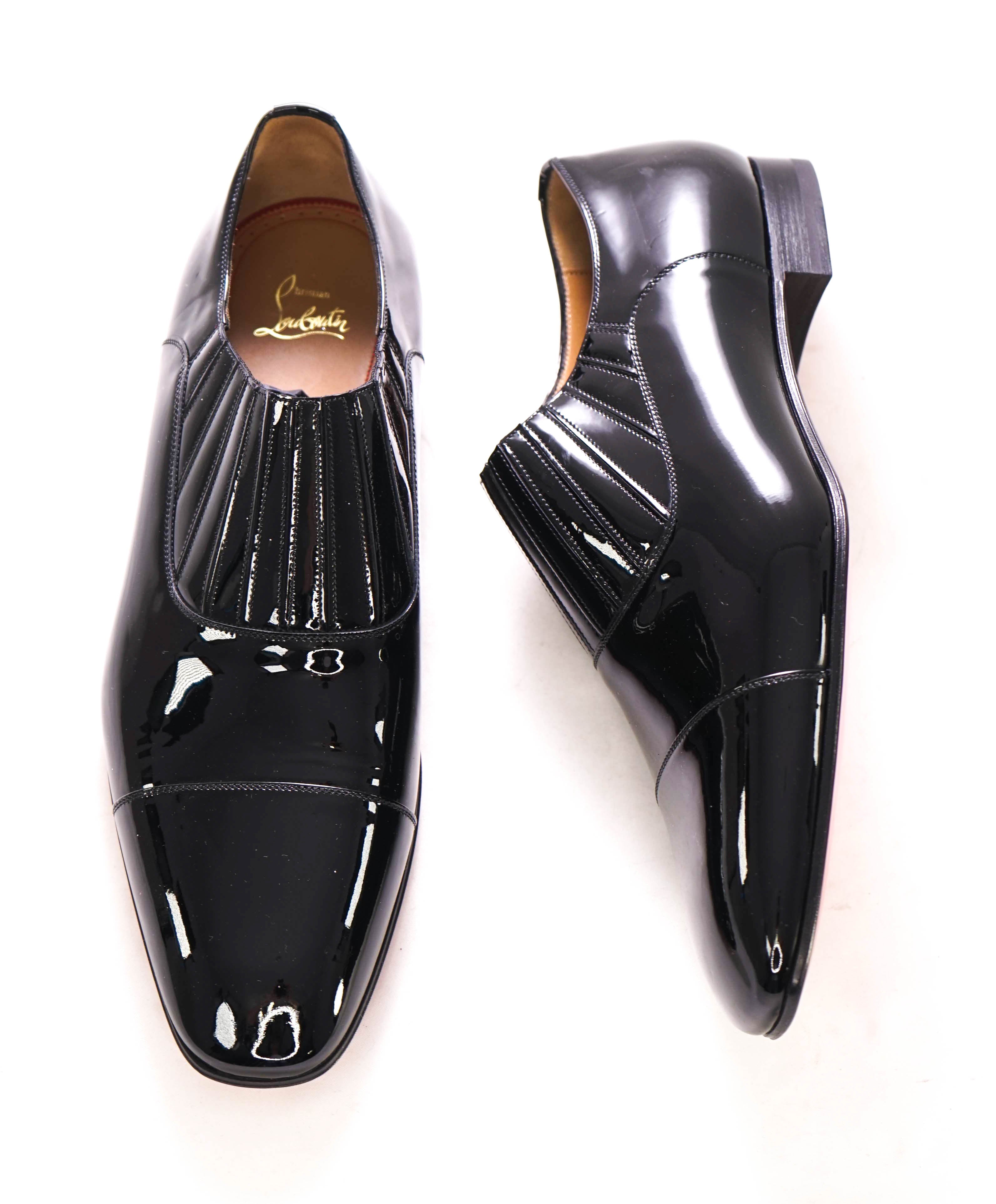 $1,050 CHRISTIAN LOUBOUTIN - *GREG ON* Black Patent Leather Loafers - 12.5 US (45.5)