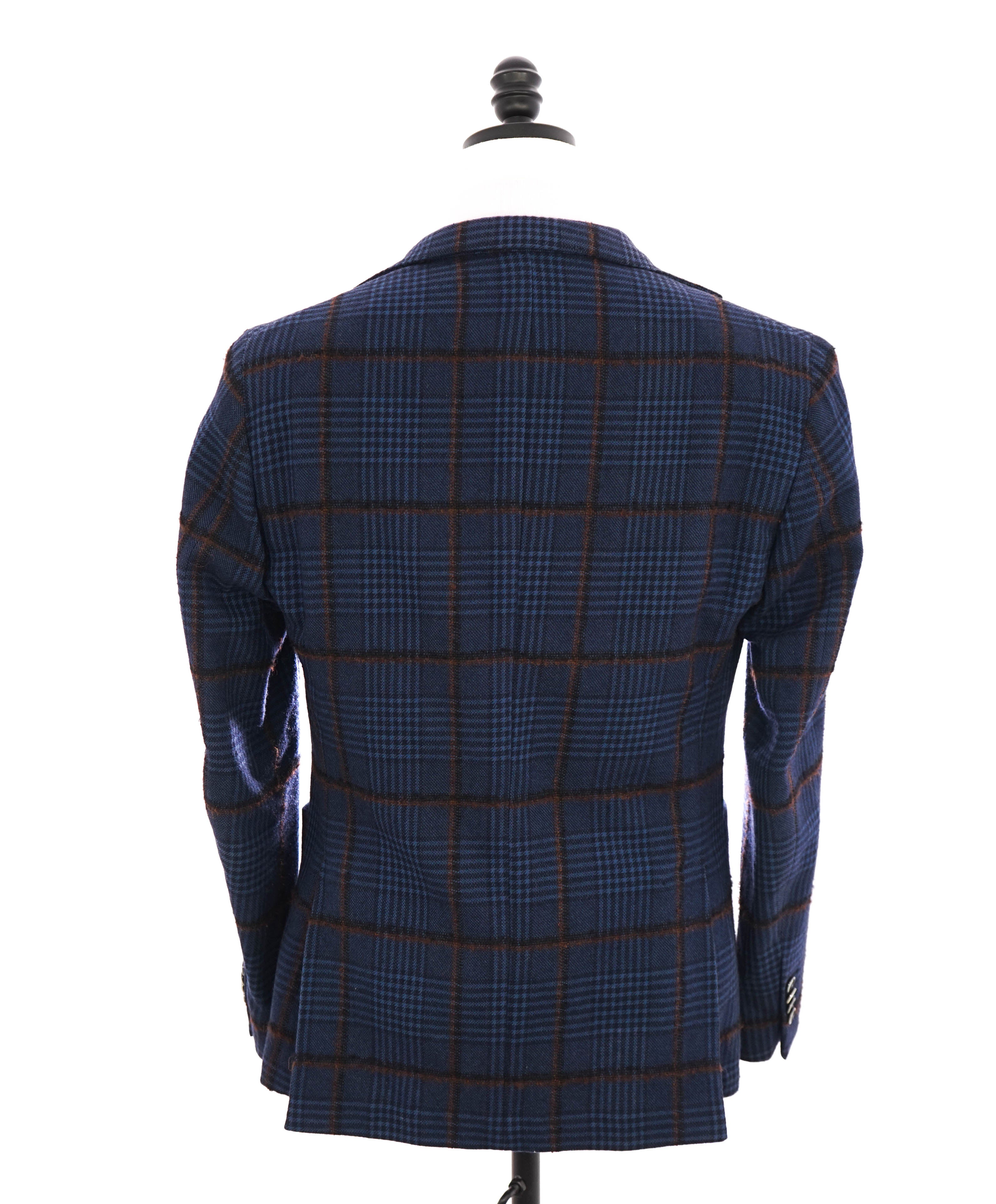 L'8 L.B.M. 1911 - Luigi Bianchi BOLD Blue/Orange Raised Flannel Plaid Blazer - 38R