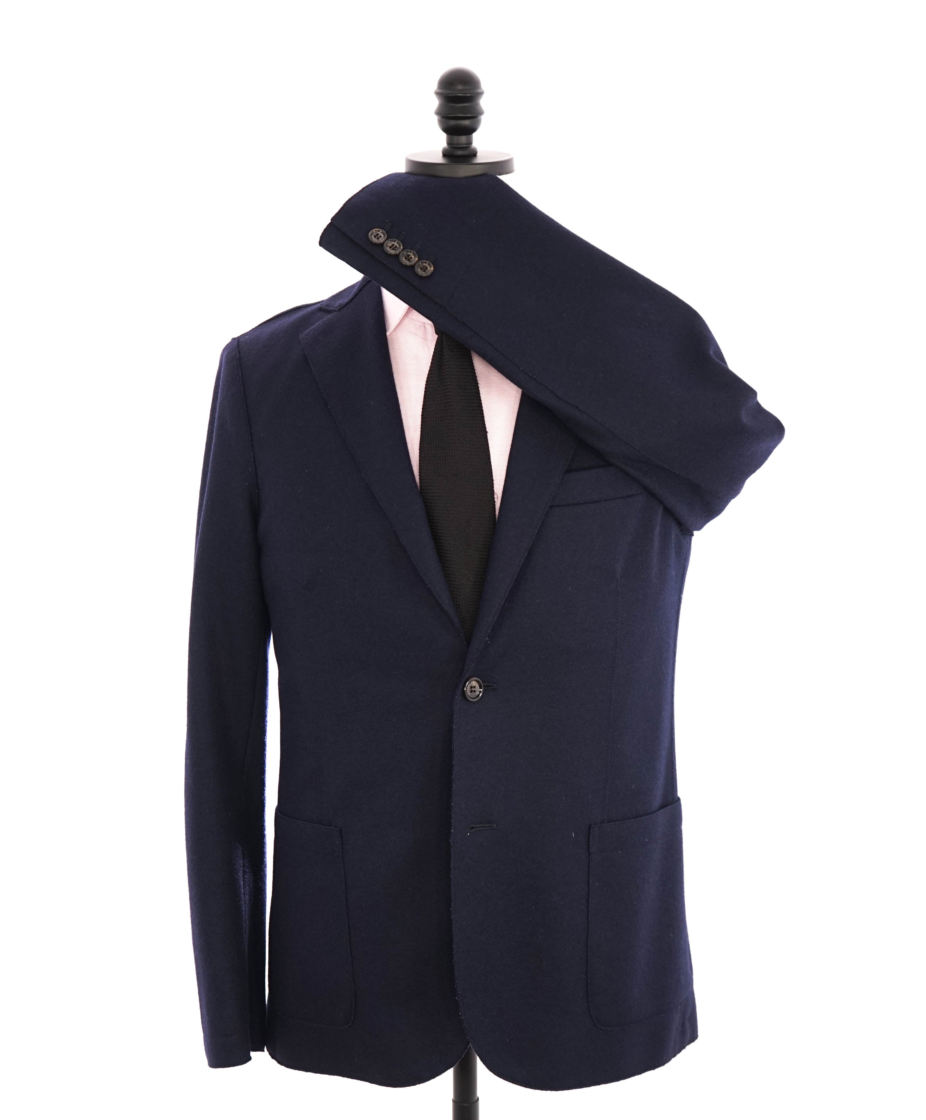 ELEVENTY - Wool & Suede Navy Unstructured Soft Jacket Blazer - 38 (48EU)