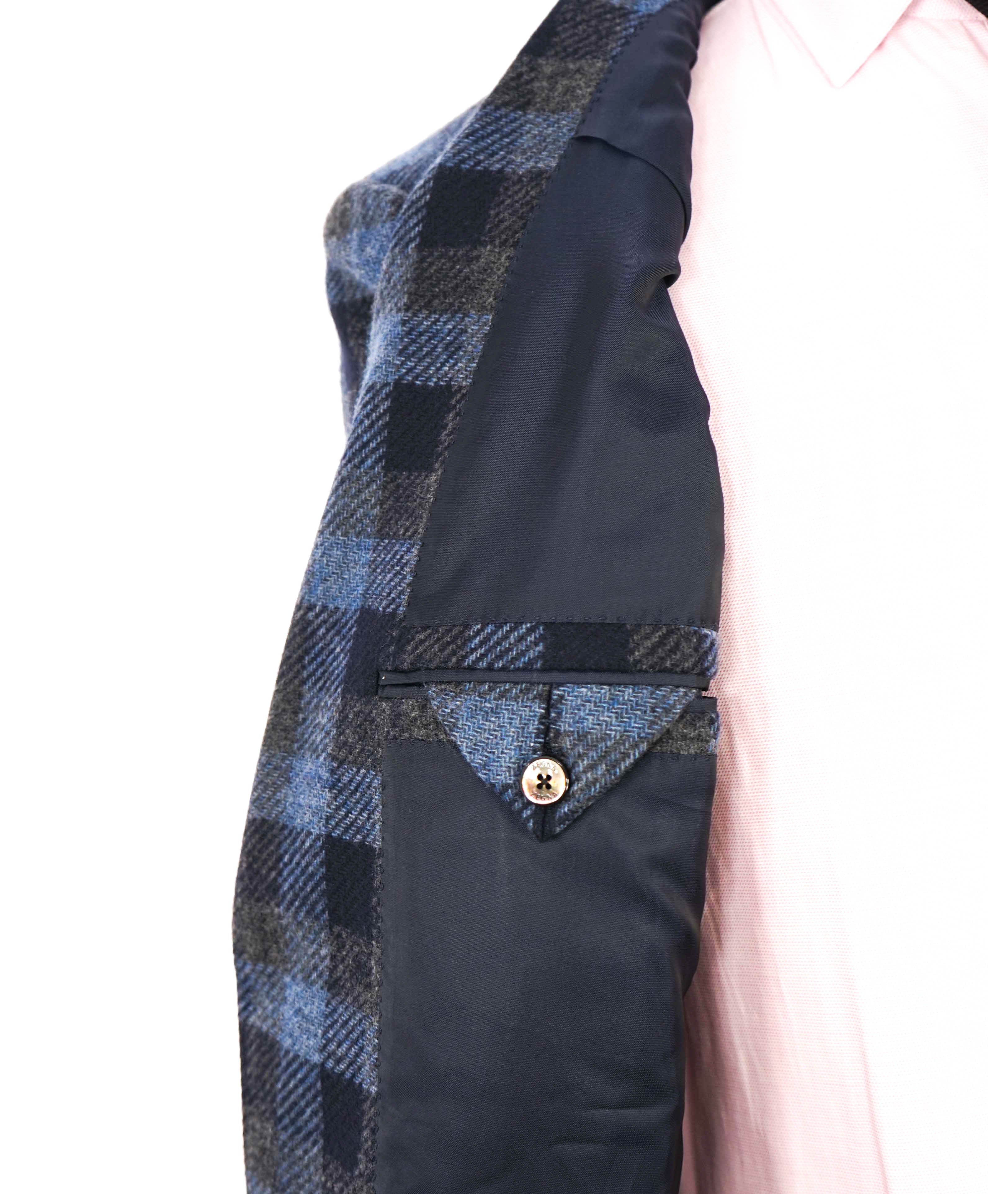 $4,670 ERMENEGILDO ZEGNA - 15 MilMil 15 *CASHMERE/SILK* Blue Plaid Blazer - 38R