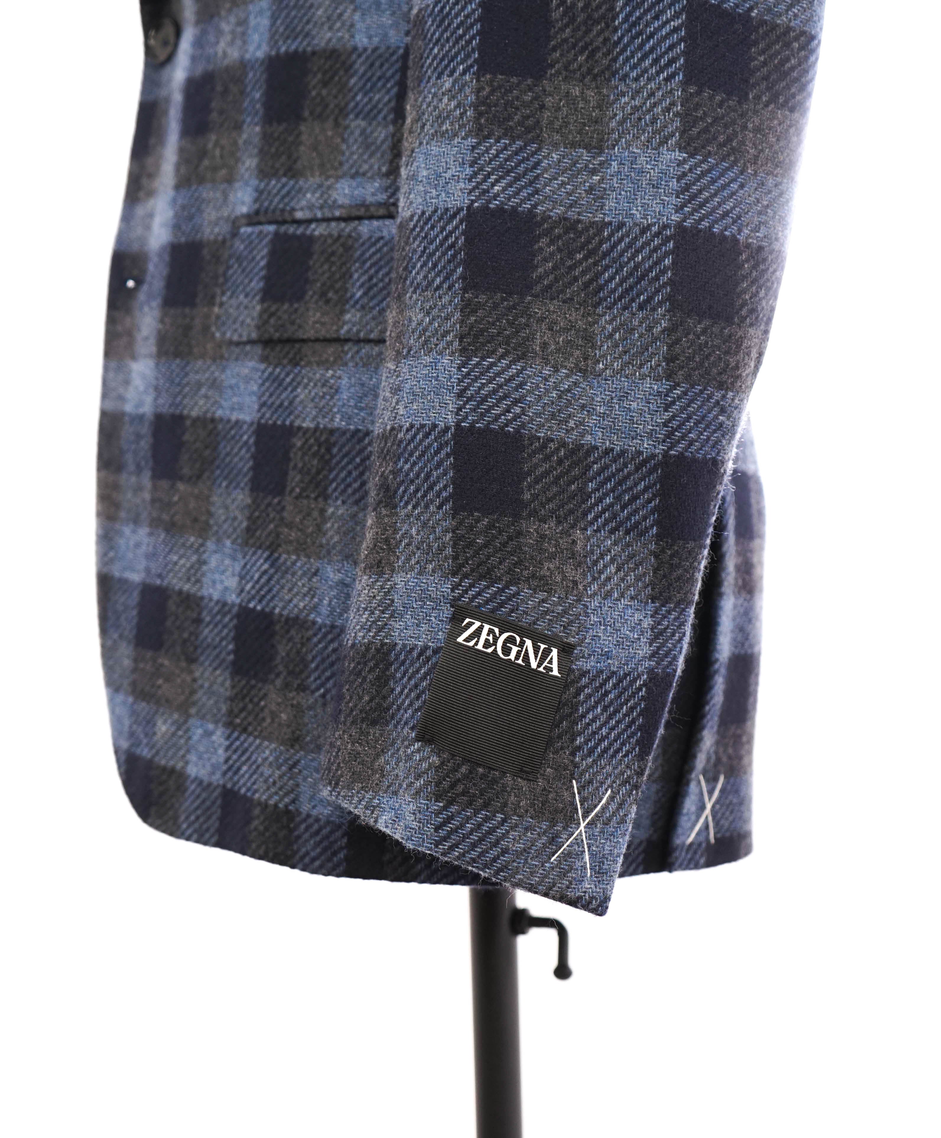 $4,670 ERMENEGILDO ZEGNA - 15 MilMil 15 *CASHMERE/SILK* Blue Plaid Blazer - 38R