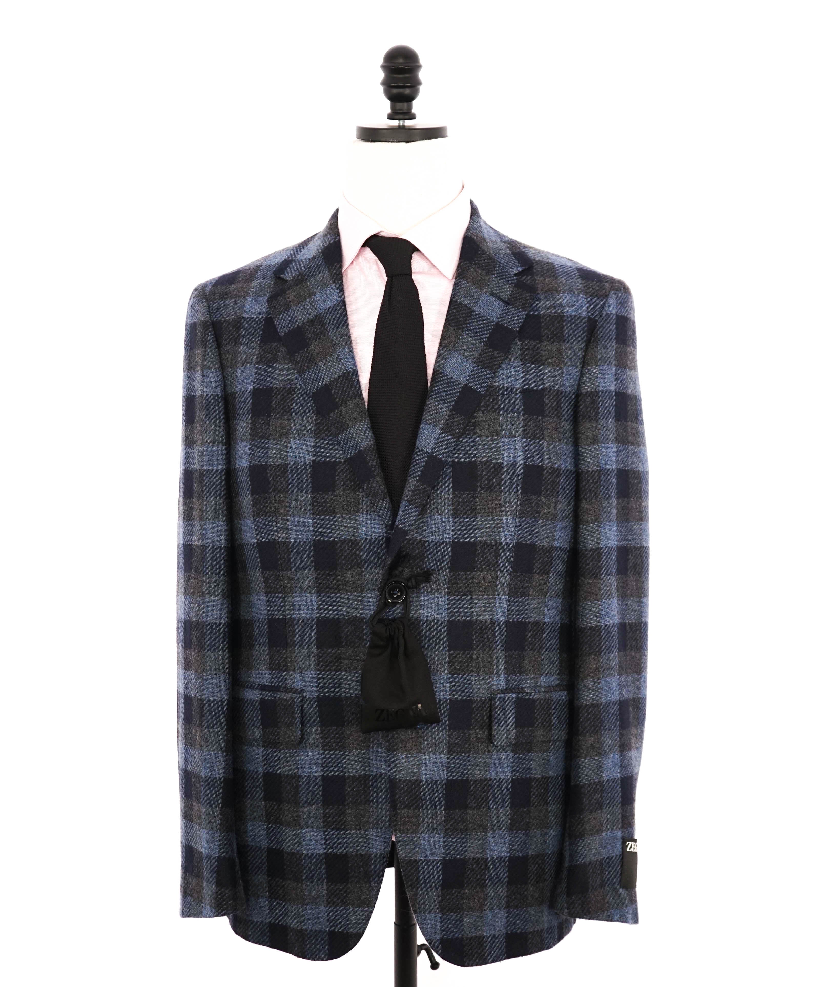 $4,670 ERMENEGILDO ZEGNA - 15 MilMil 15 *CASHMERE/SILK* Blue Plaid Blazer - 38R